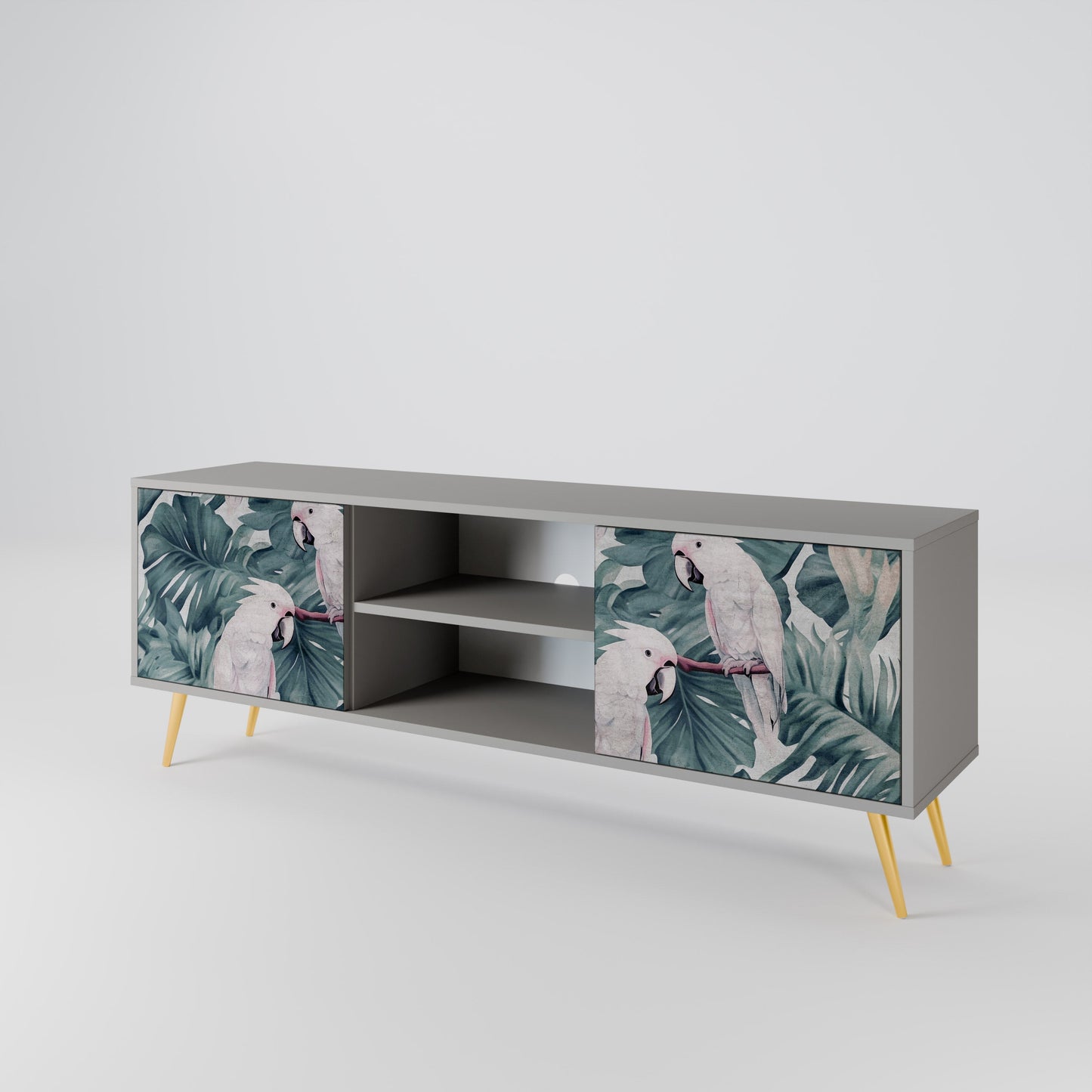 POPINJAY LOOK 2-Door TV Stand in Grey Finish
