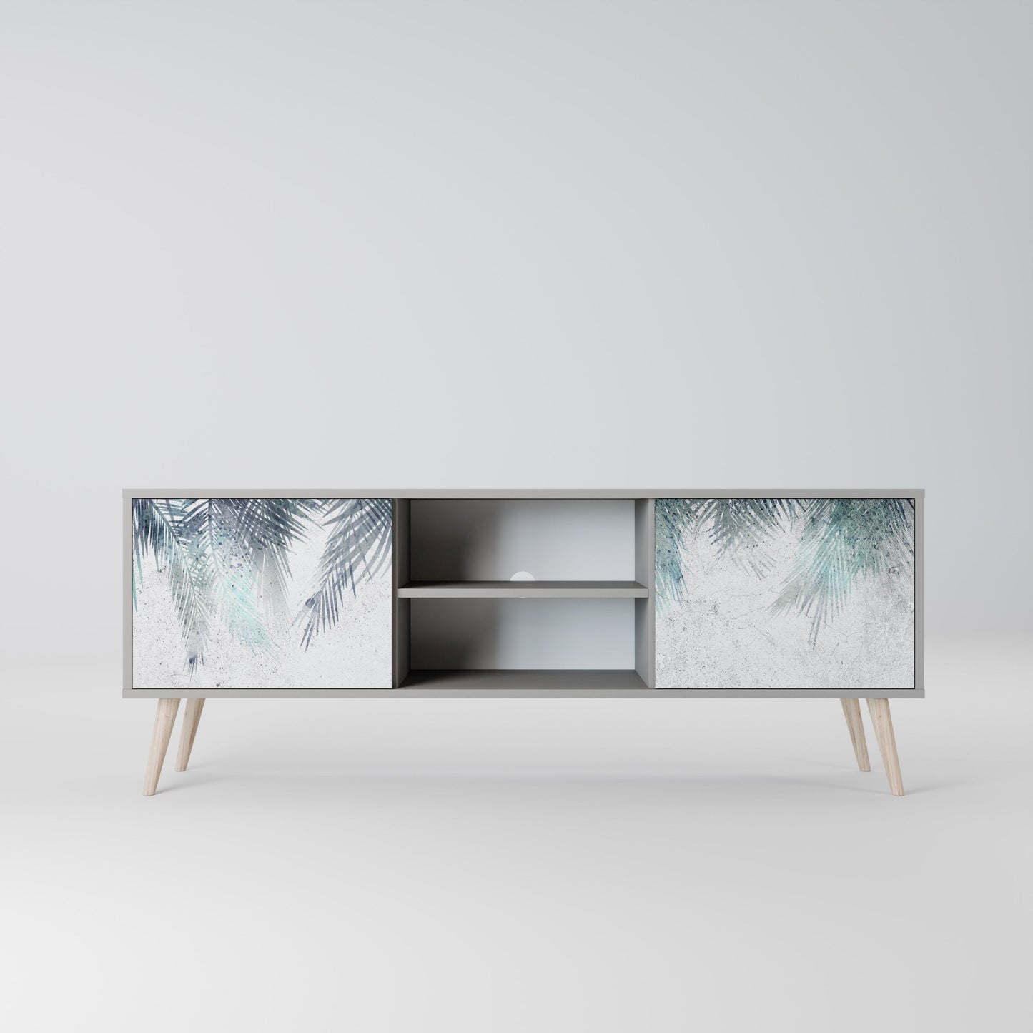 PALM VEIL 2-Door TV Stand in Grey Finish