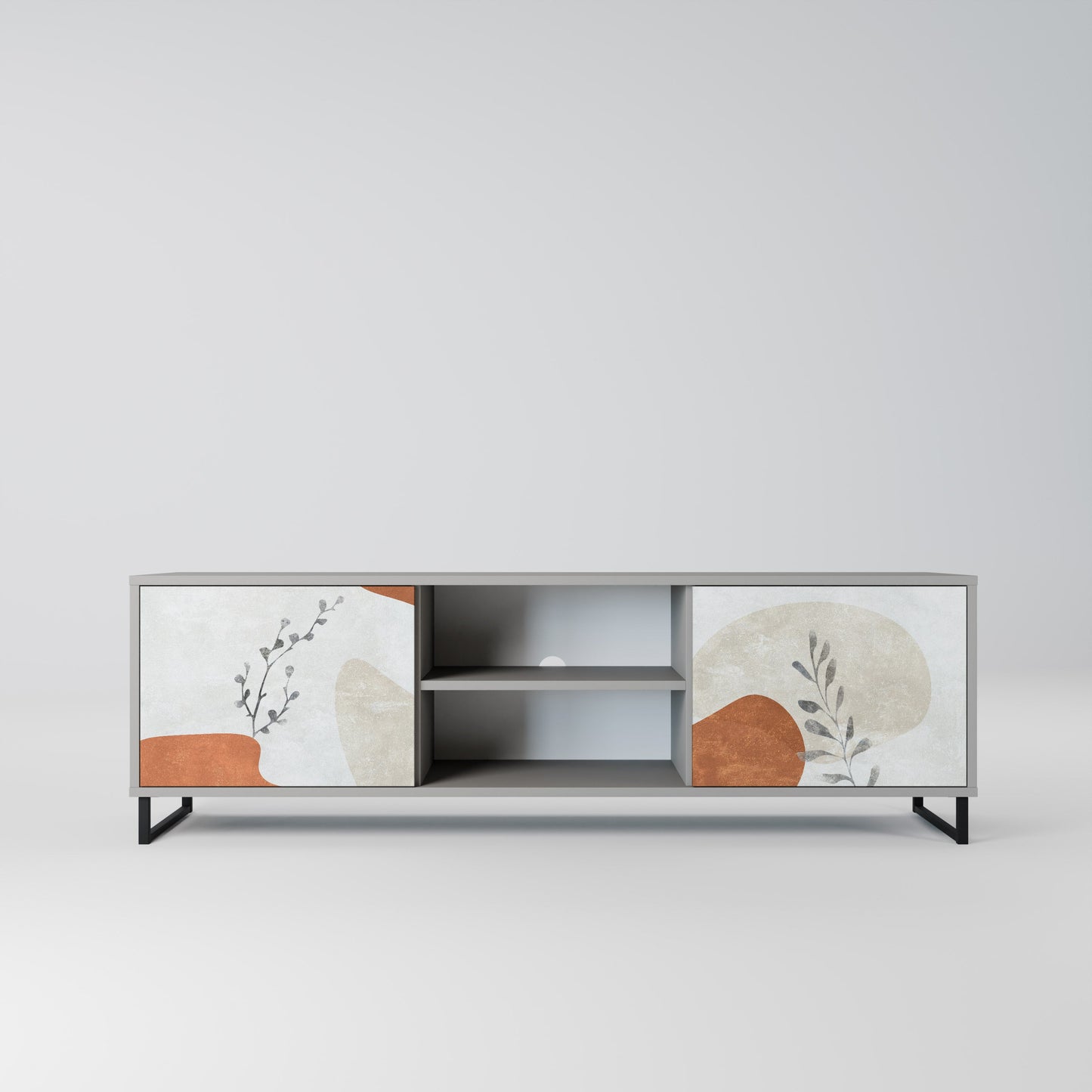 TRANQUIL TWIG 2-Door TV Stand in Grey Finish