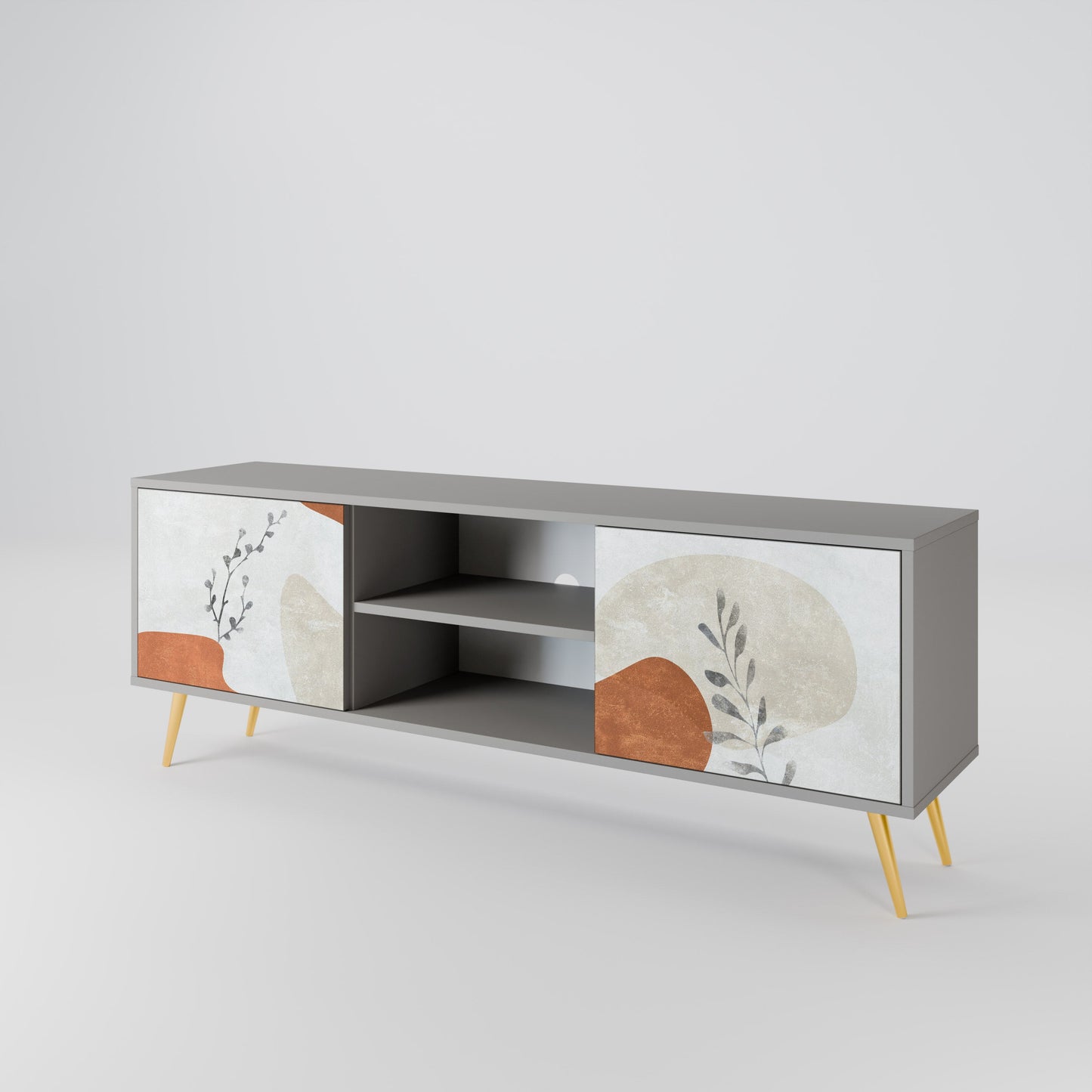 TRANQUIL TWIG 2-Door TV Stand in Grey Finish