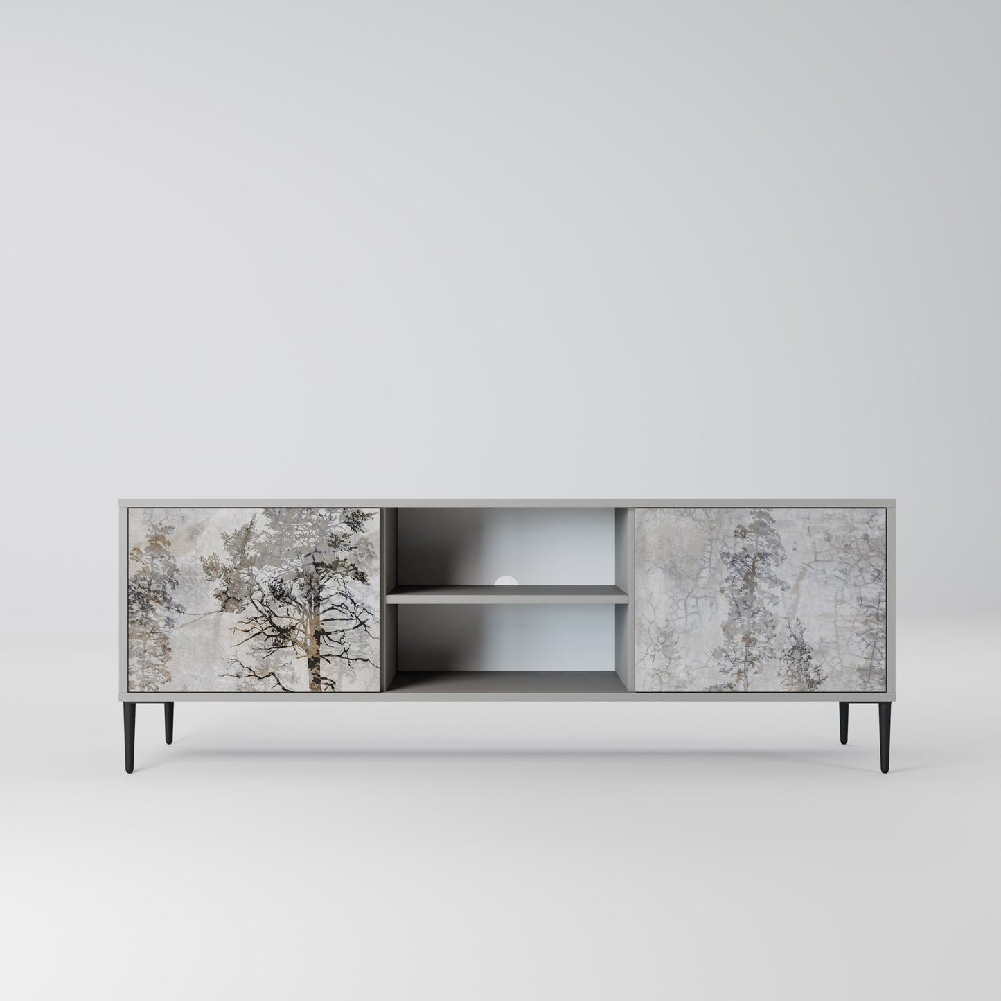 FADE IN THE TREES 2-Door TV Stand in Grey Finish