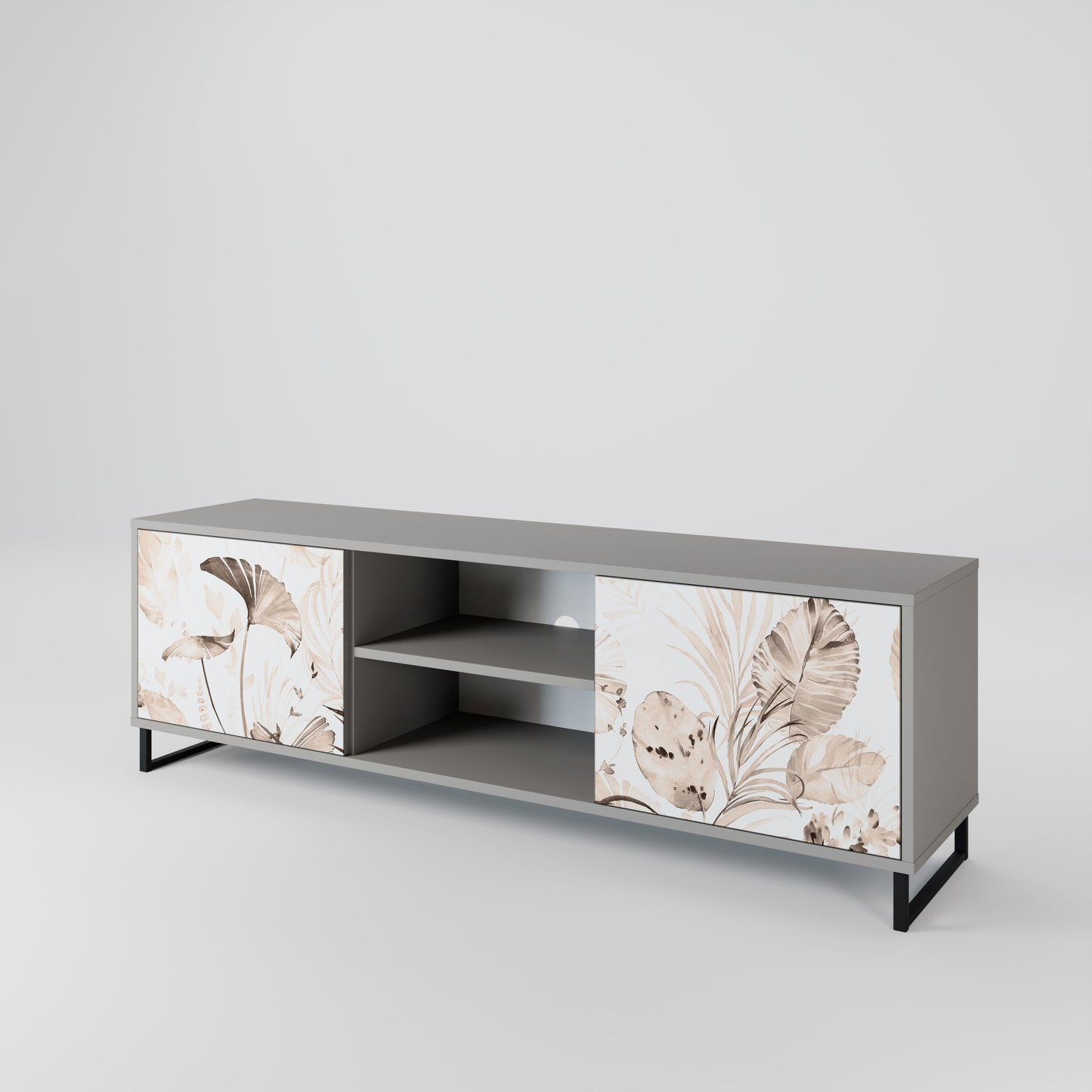 WILD TENDERNESS 2-Door TV Stand in Grey Finish