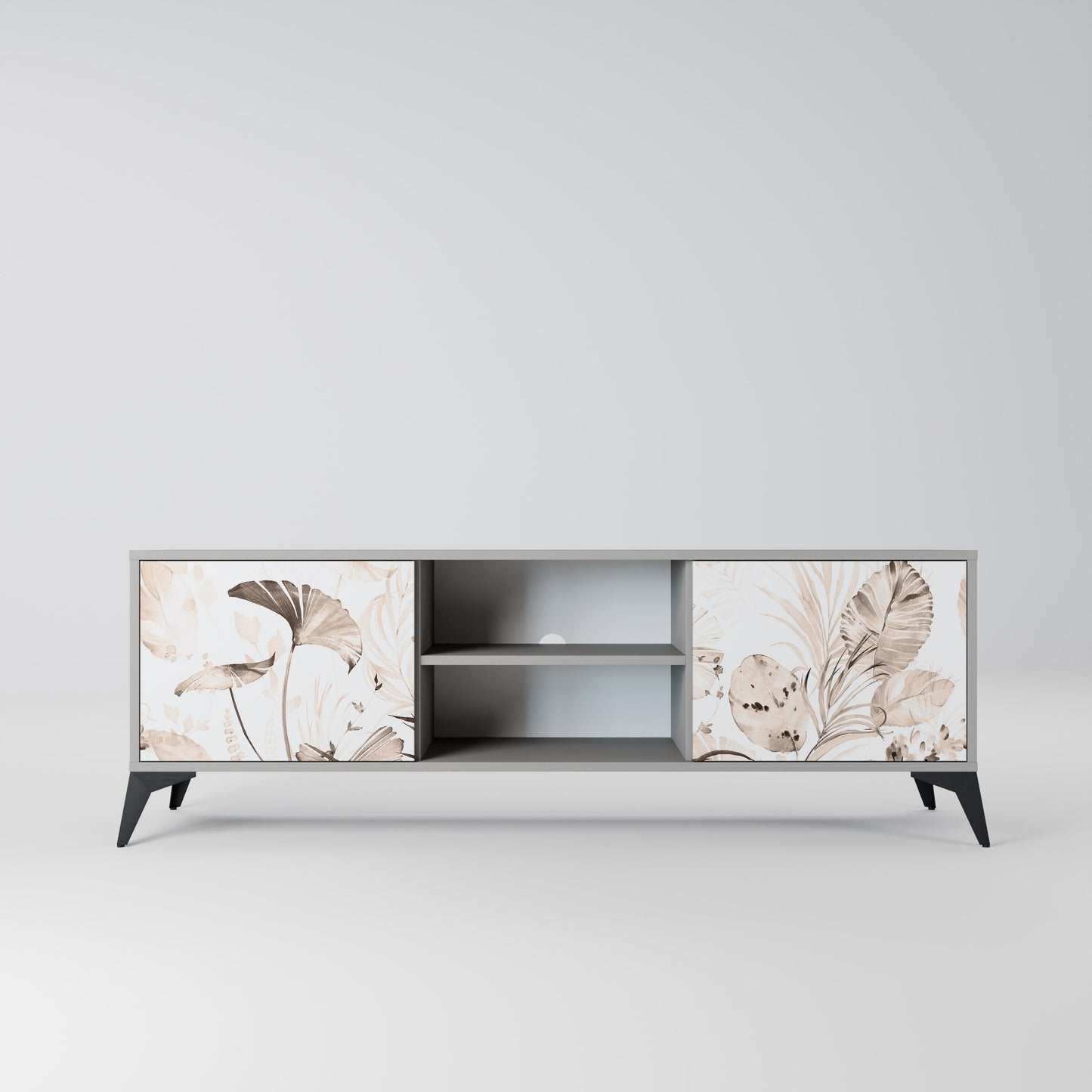 WILD TENDERNESS 2-Door TV Stand in Grey Finish