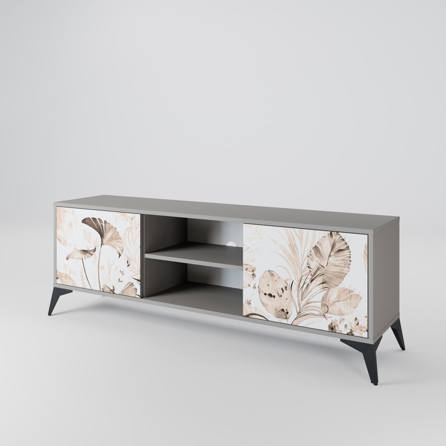 WILD TENDERNESS 2-Door TV Stand in Grey Finish