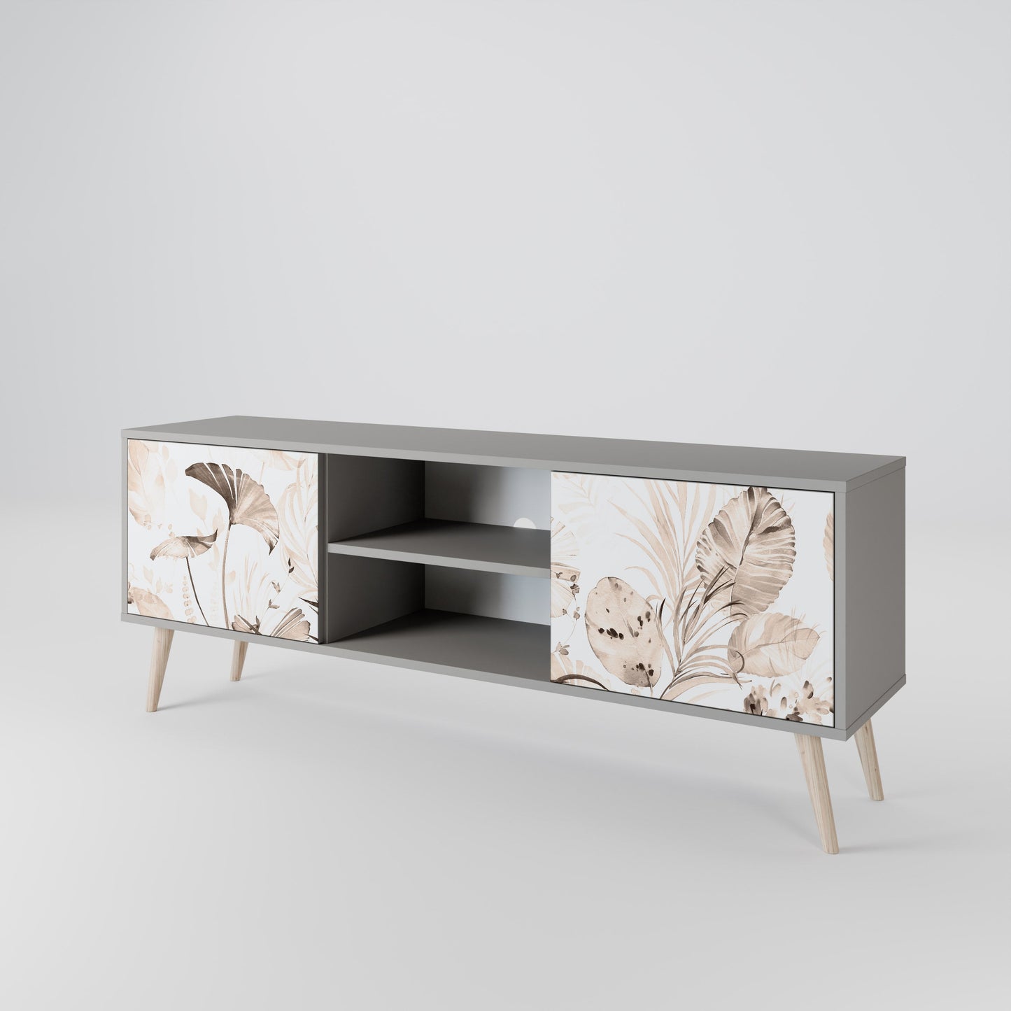 WILD TENDERNESS 2-Door TV Stand in Grey Finish