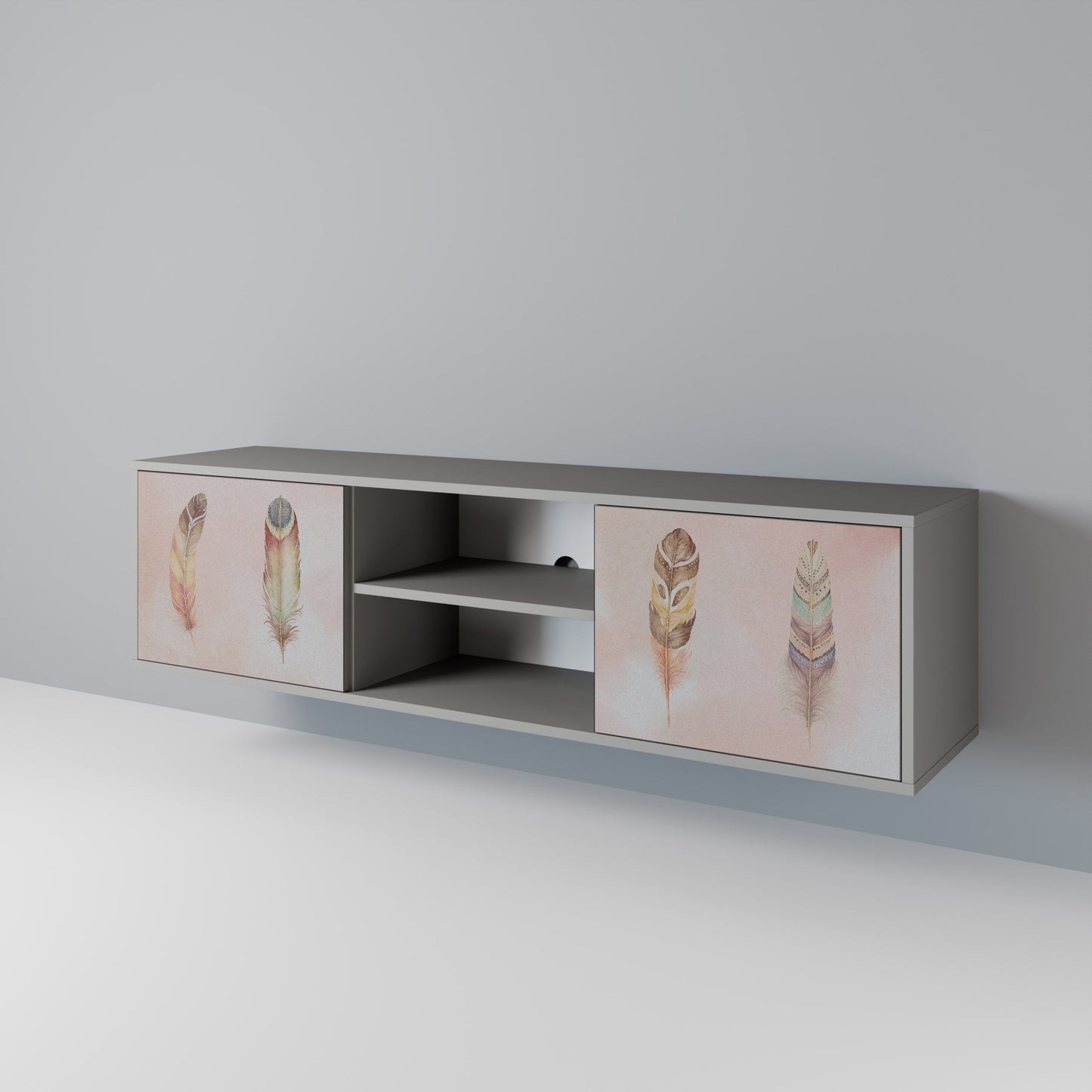 THE DELIQUESCE 2-Door TV Stand in Grey Finish