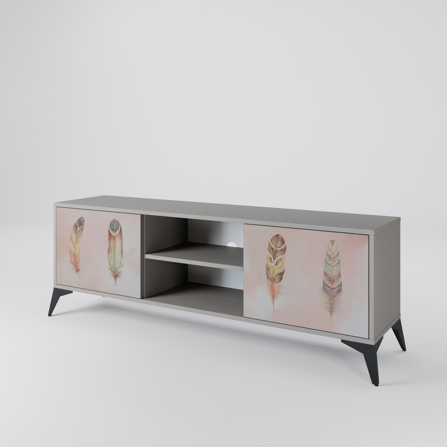 THE DELIQUESCE 2-Door TV Stand in Grey Finish
