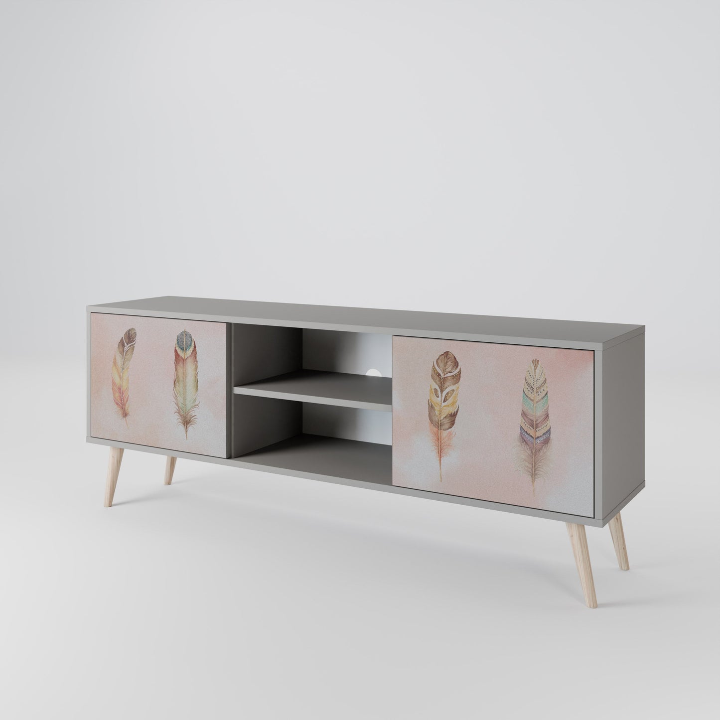 THE DELIQUESCE 2-Door TV Stand in Grey Finish