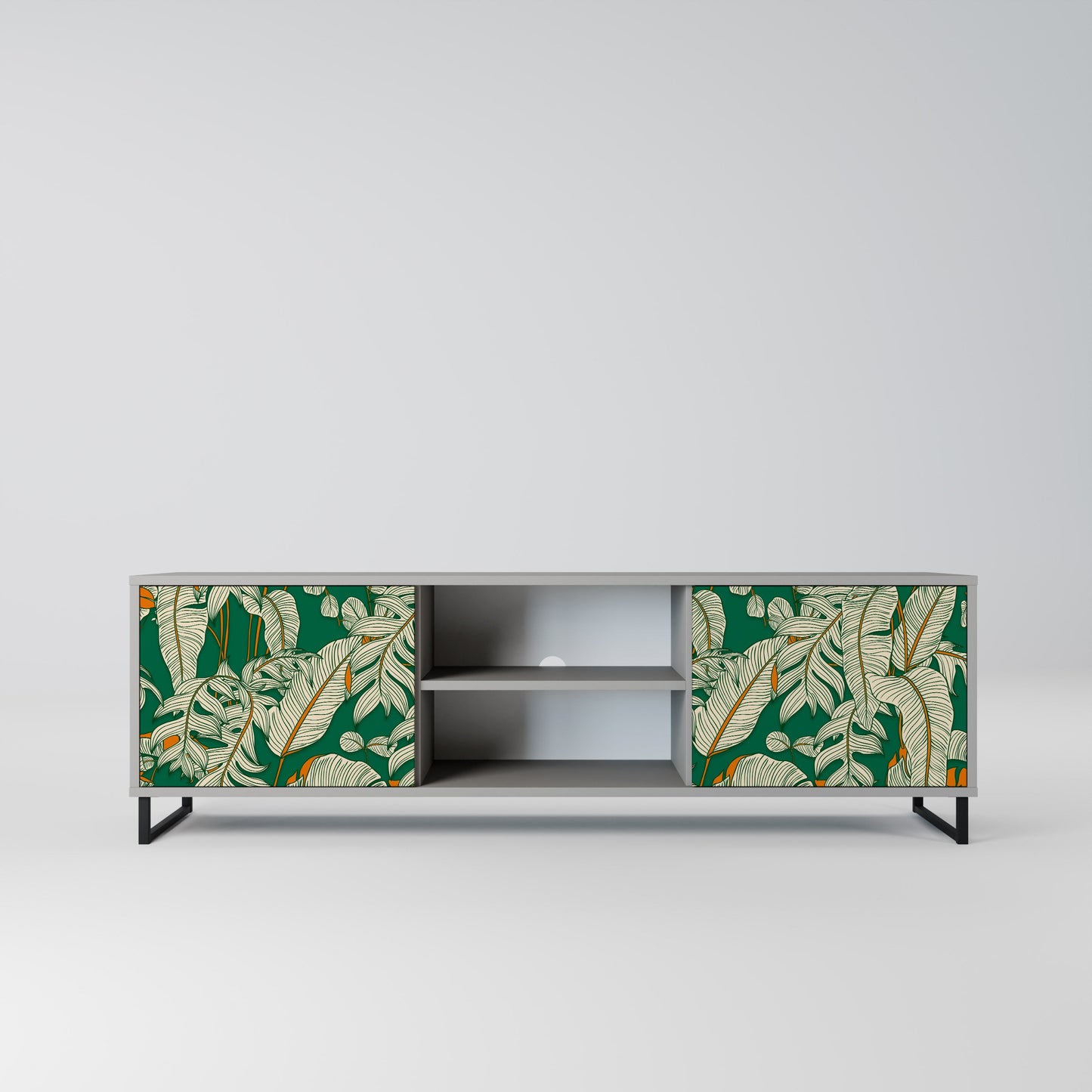 VERDANT PLEASURES 2-Door TV Stand in Grey Finish