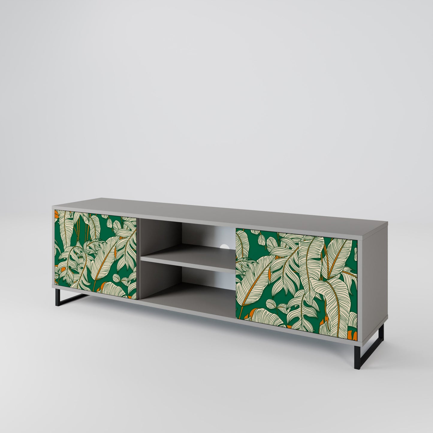 VERDANT PLEASURES 2-Door TV Stand in Grey Finish