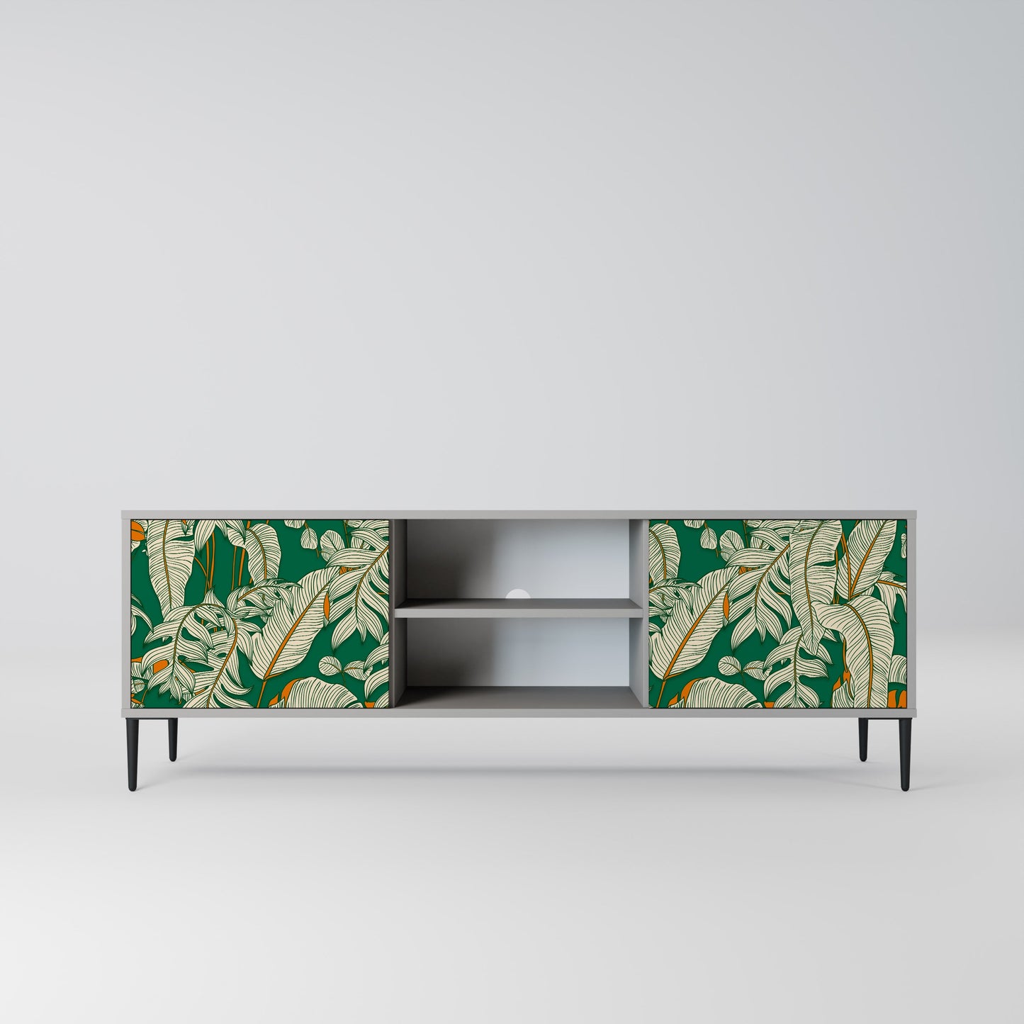 VERDANT PLEASURES 2-Door TV Stand in Grey Finish
