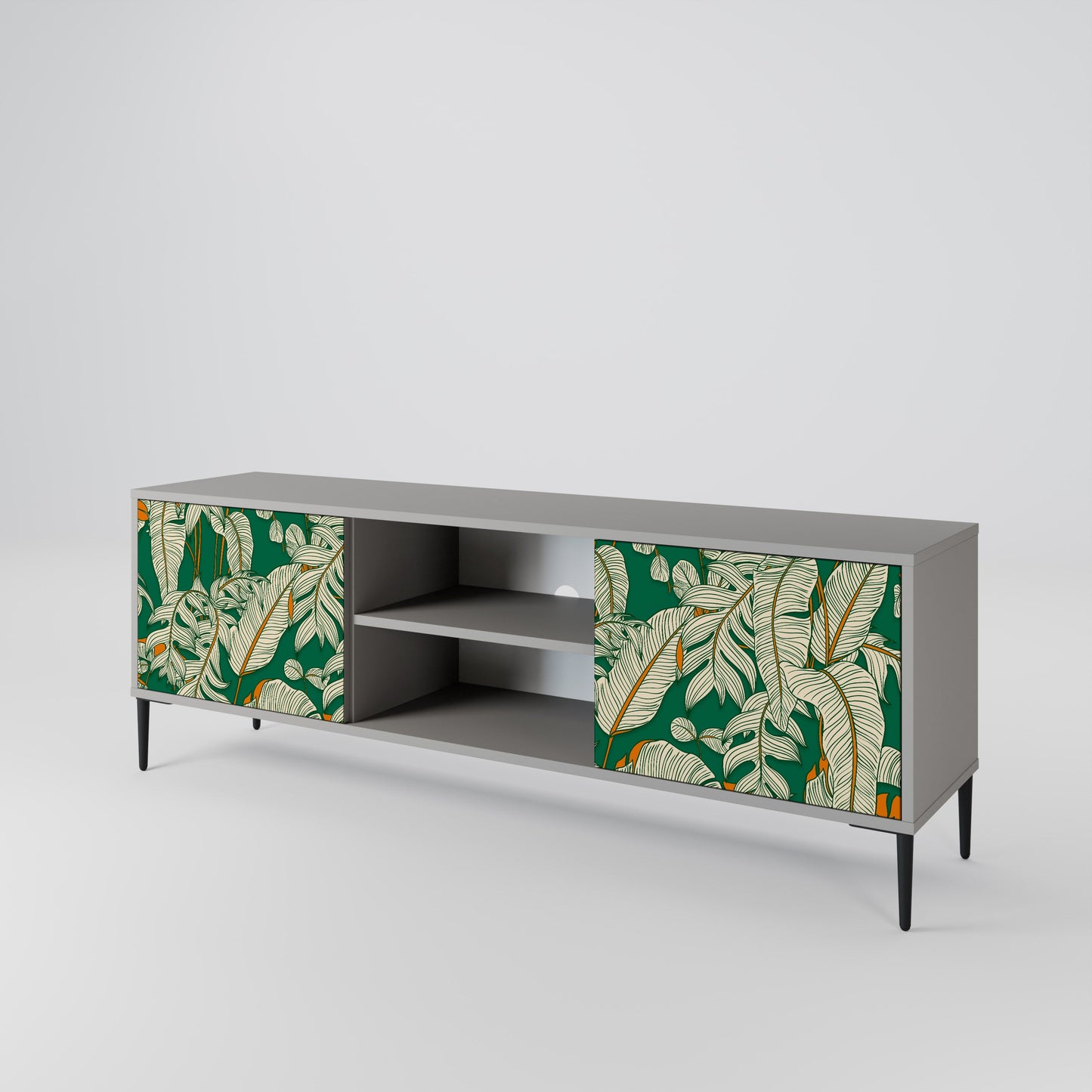 VERDANT PLEASURES 2-Door TV Stand in Grey Finish