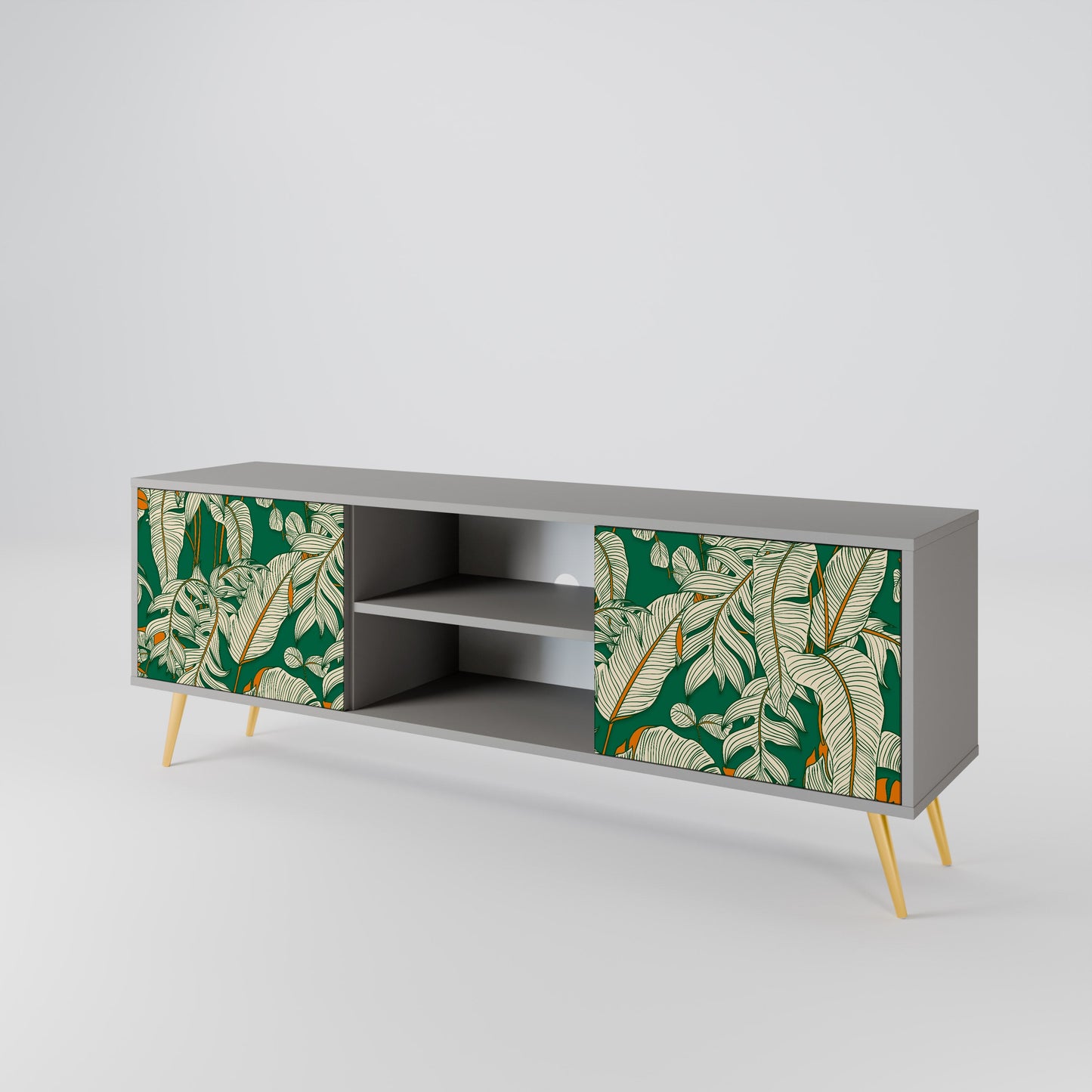 VERDANT PLEASURES 2-Door TV Stand in Grey Finish