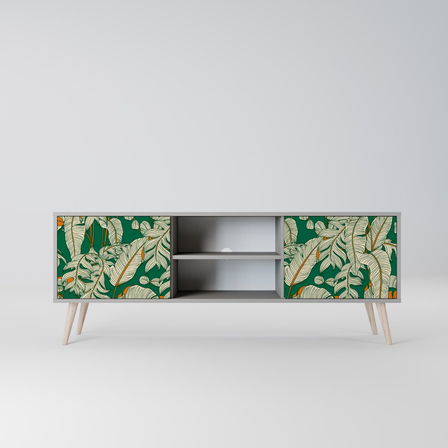 VERDANT PLEASURES 2-Door TV Stand in Grey Finish