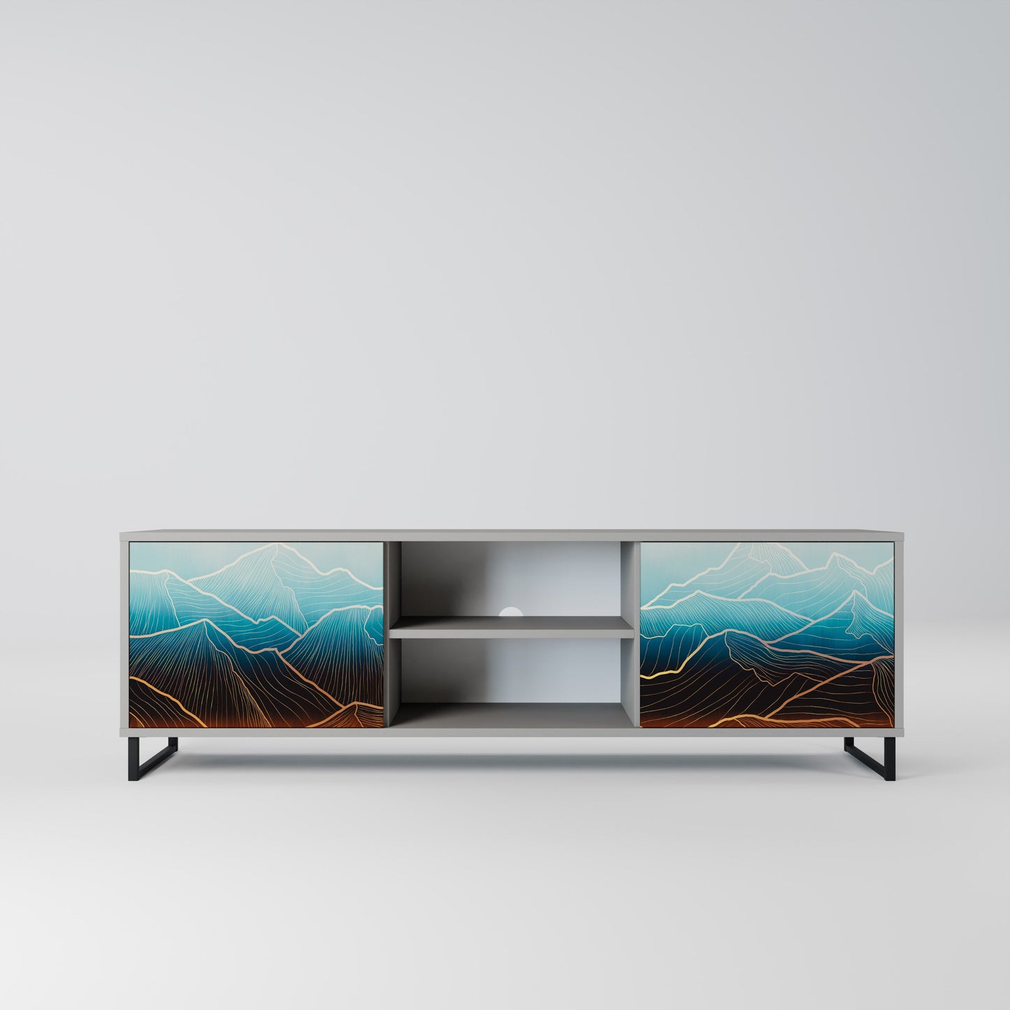 LUNAR SECRETS 2-Door TV Stand in Grey Finish