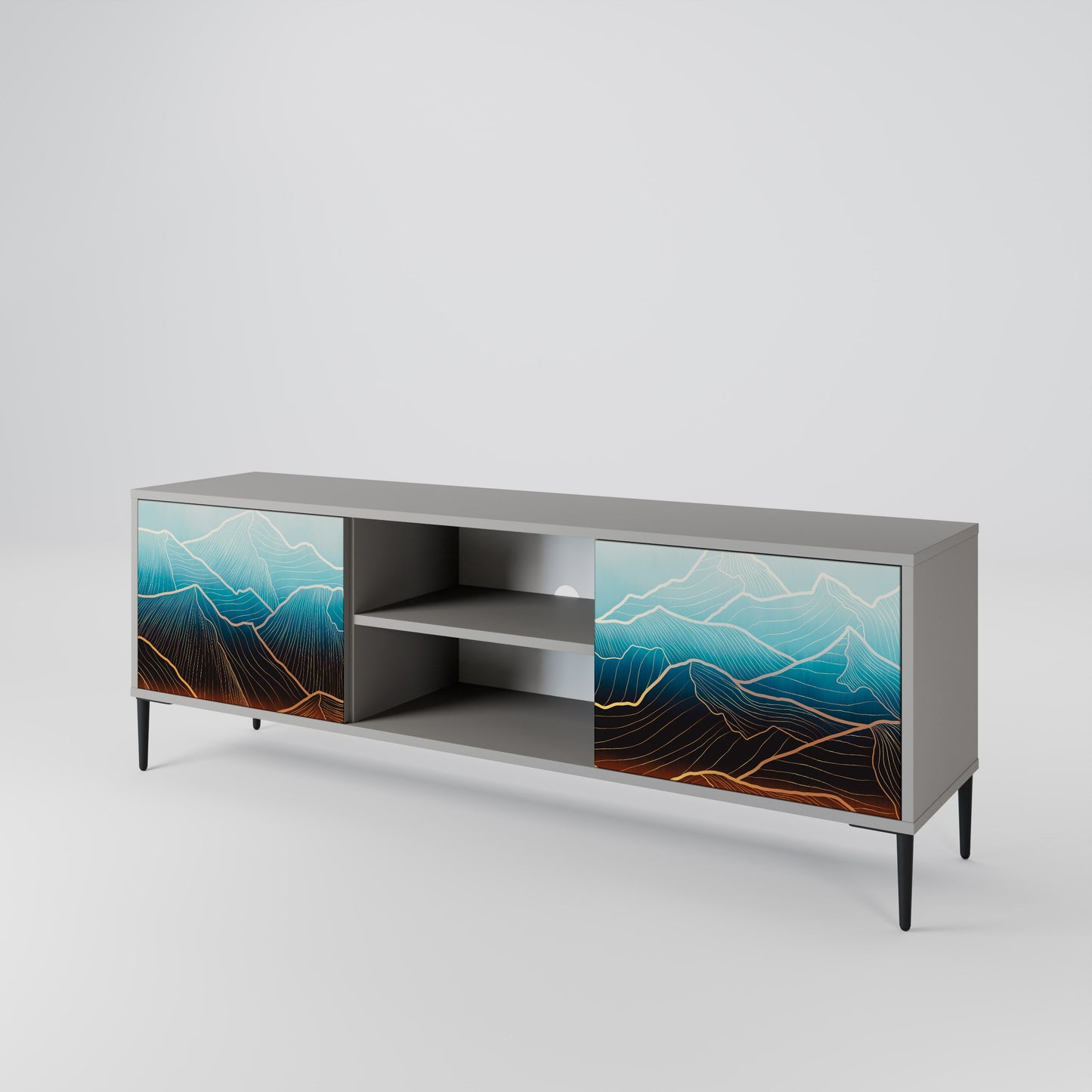 LUNAR SECRETS 2-Door TV Stand in Grey Finish