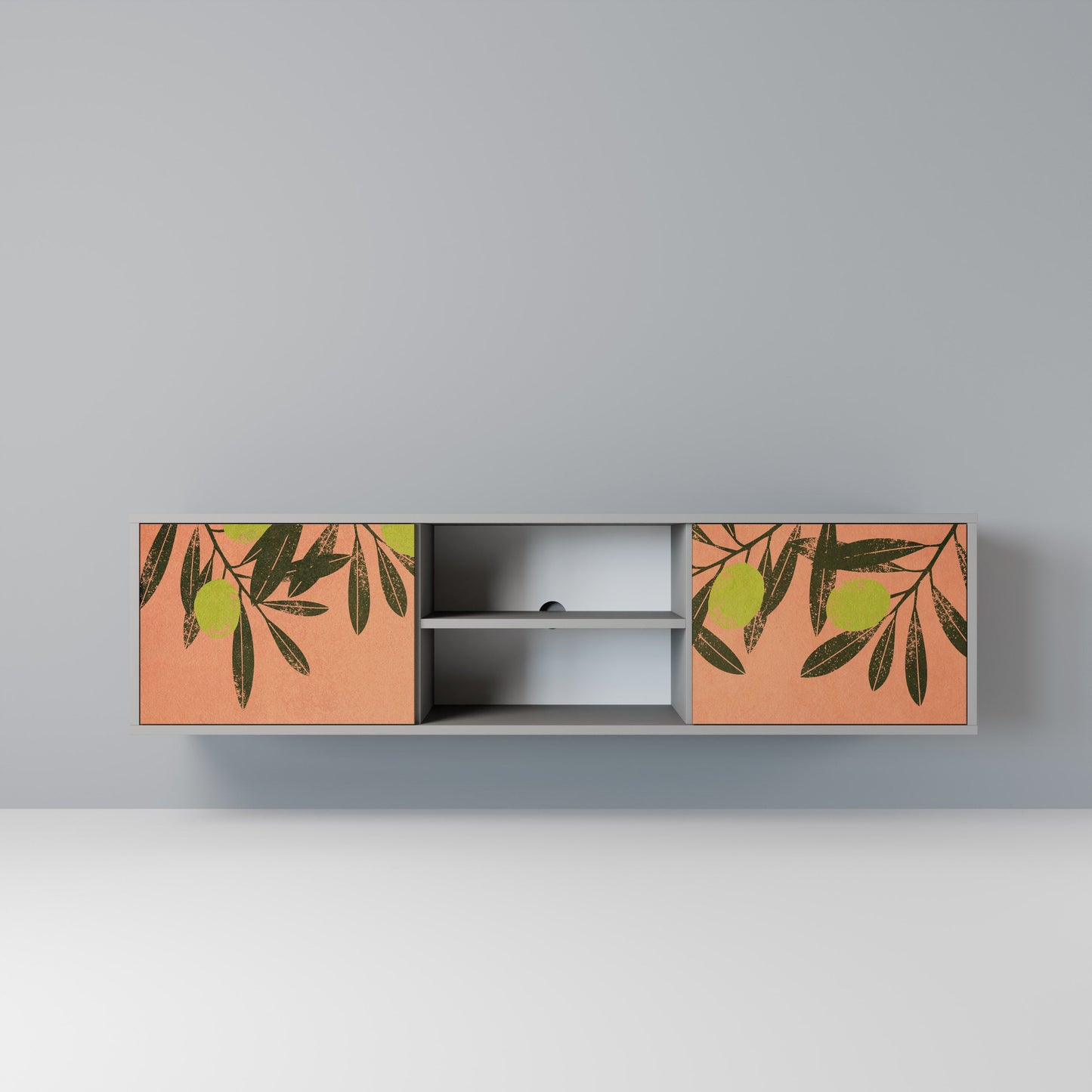 JUICY OLIVES 2-Door TV Stand in Grey Finish