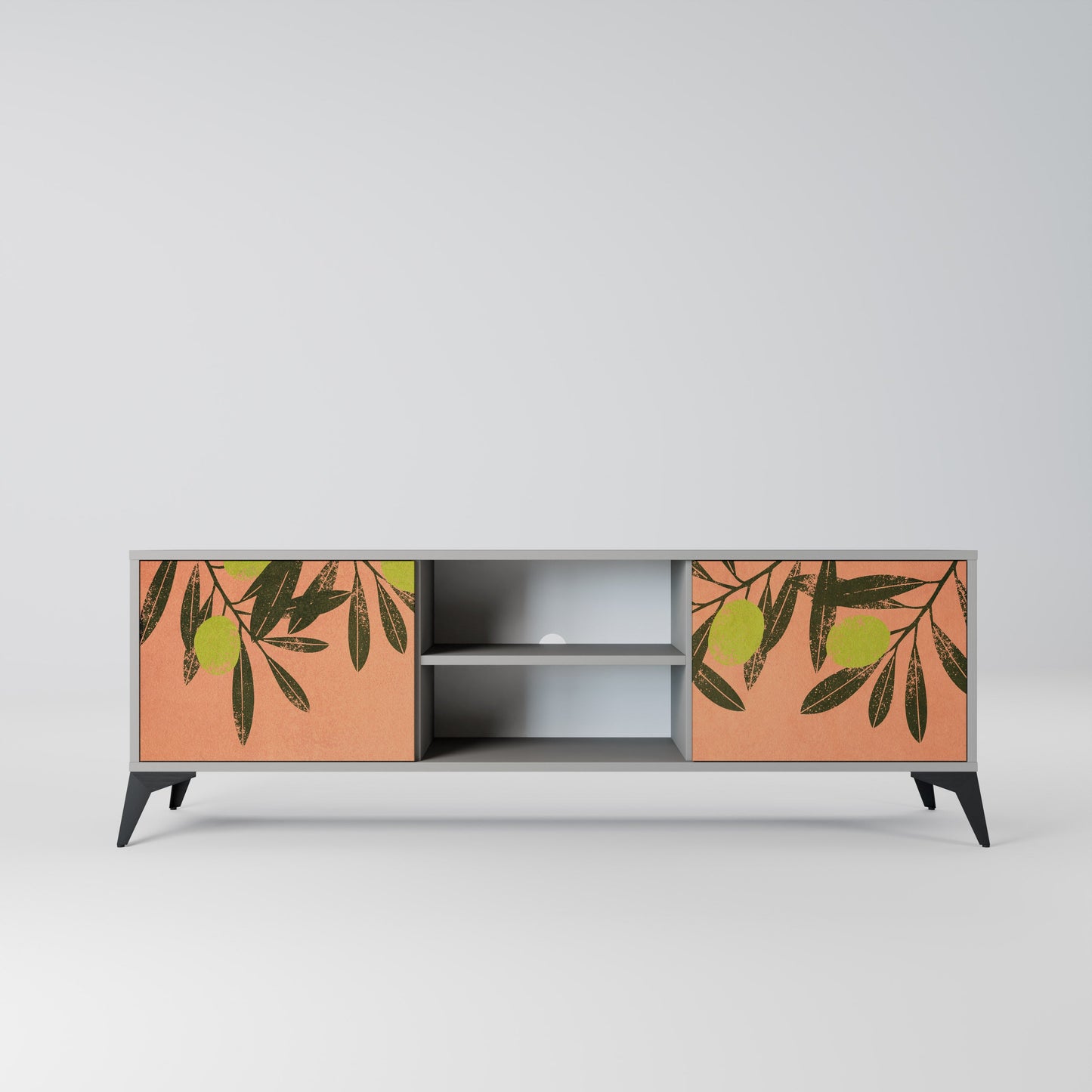 JUICY OLIVES 2-Door TV Stand in Grey Finish