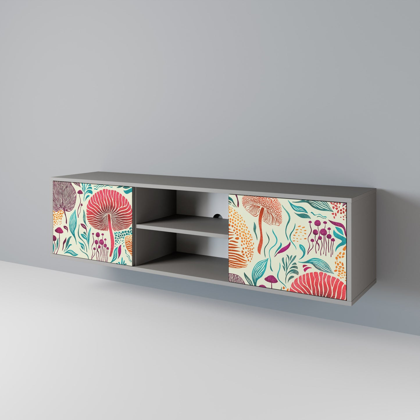 FUNGUS FANTASY 2-Door TV Stand in Grey Finish