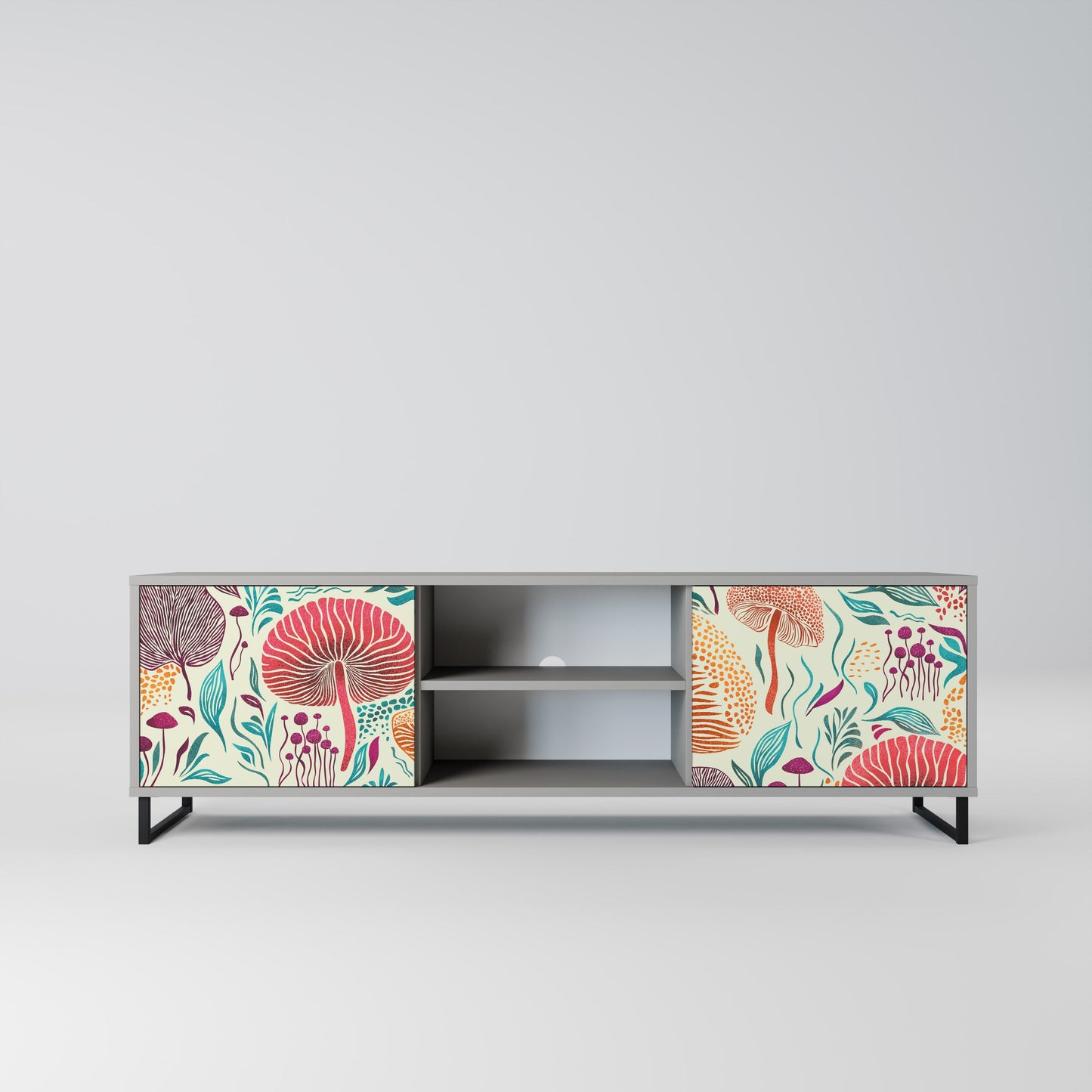 FUNGUS FANTASY 2-Door TV Stand in Grey Finish