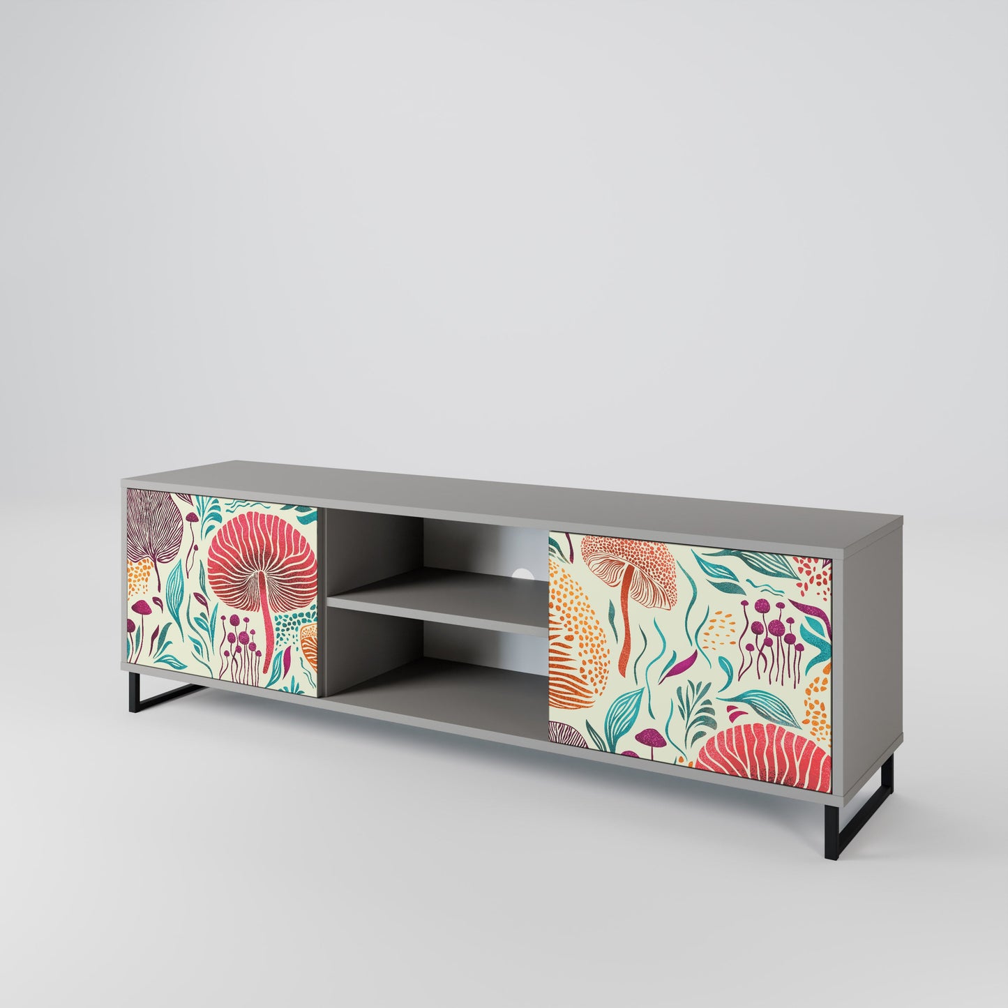 FUNGUS FANTASY 2-Door TV Stand in Grey Finish