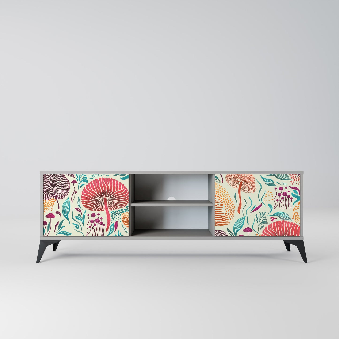 FUNGUS FANTASY 2-Door TV Stand in Grey Finish