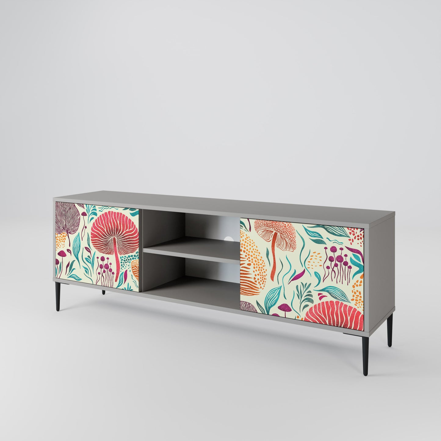 FUNGUS FANTASY 2-Door TV Stand in Grey Finish