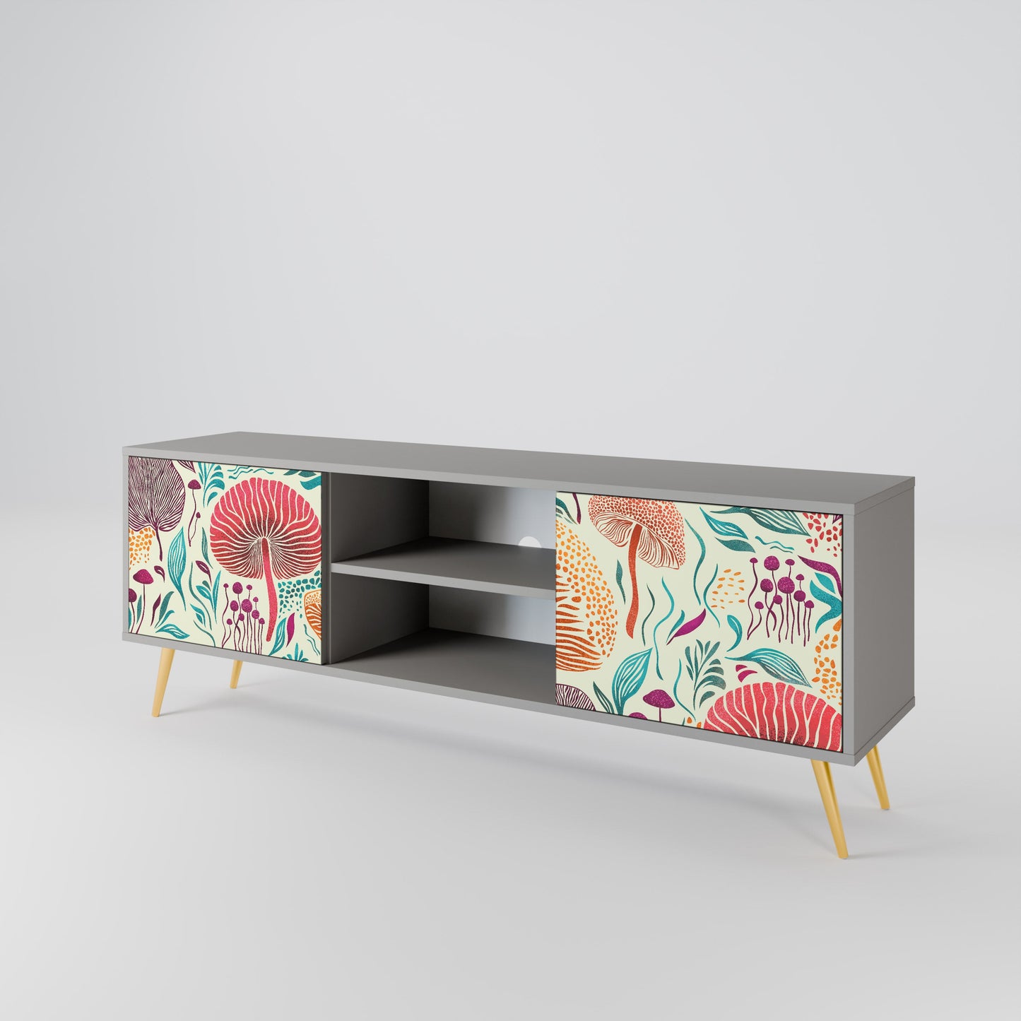 FUNGUS FANTASY 2-Door TV Stand in Grey Finish