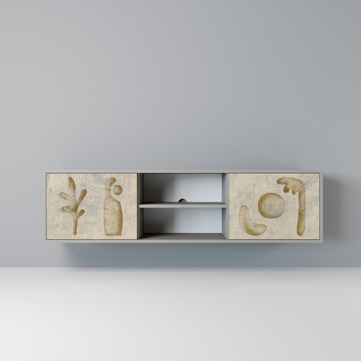 SAND SCULPTURES 2-Door TV Stand in Grey Finish