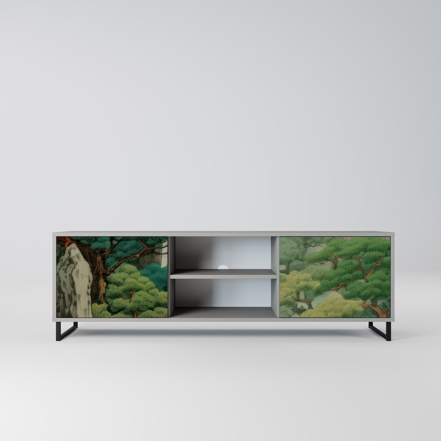 VERDURE ABYSS 2-Door TV Stand in Grey Finish