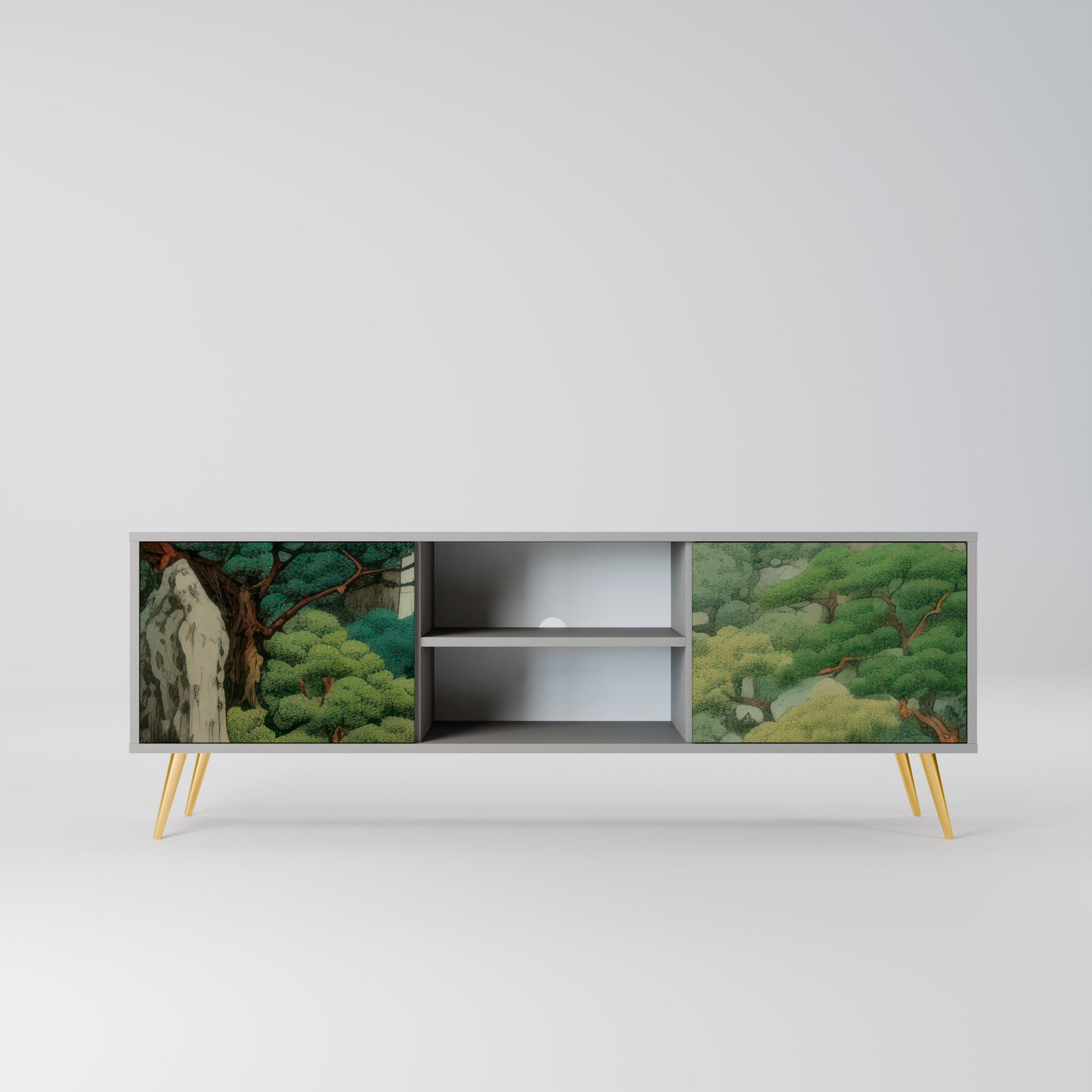 VERDURE ABYSS 2-Door TV Stand in Grey Finish