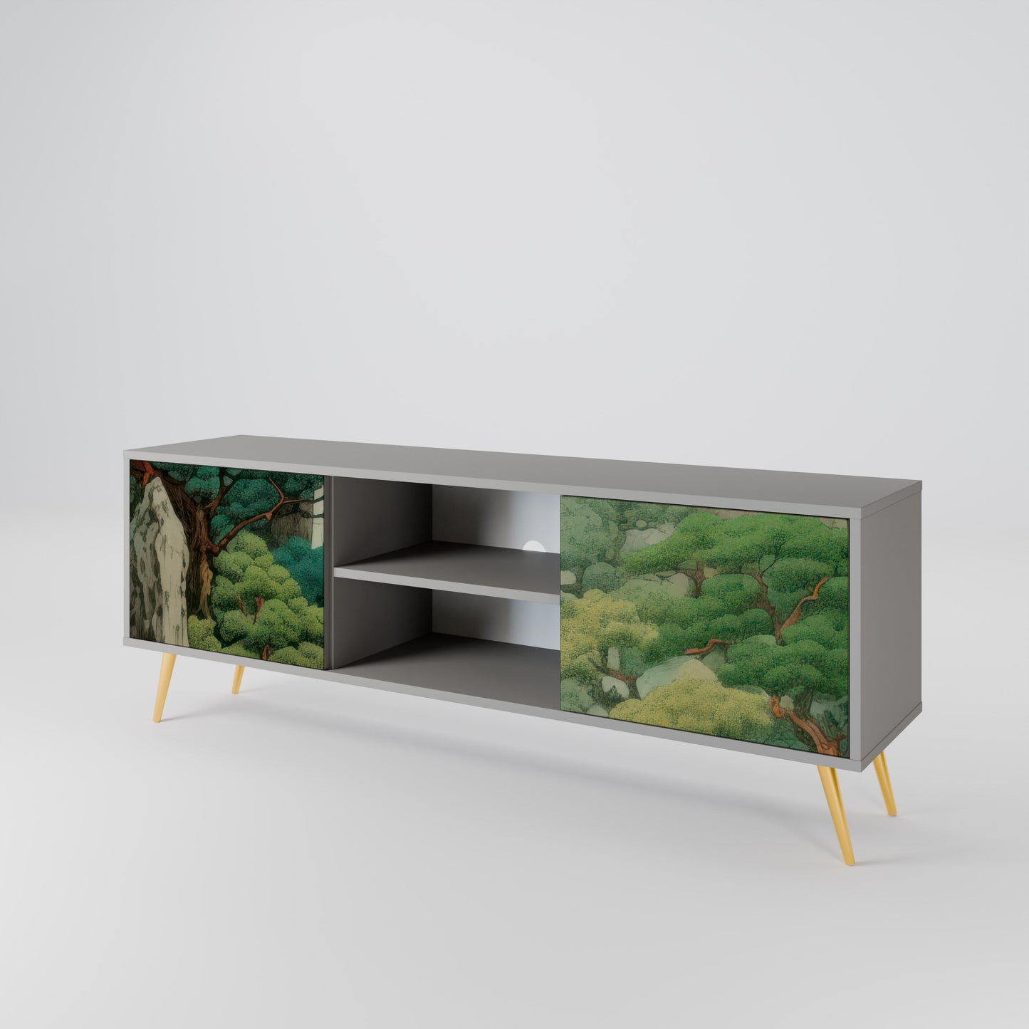 VERDURE ABYSS 2-Door TV Stand in Grey Finish