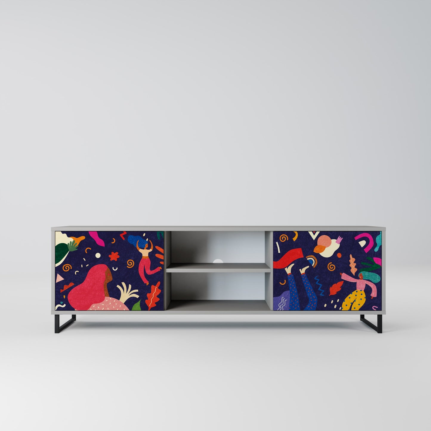 FESTIVE PLEASURES 2-Door TV Stand in Grey Finish