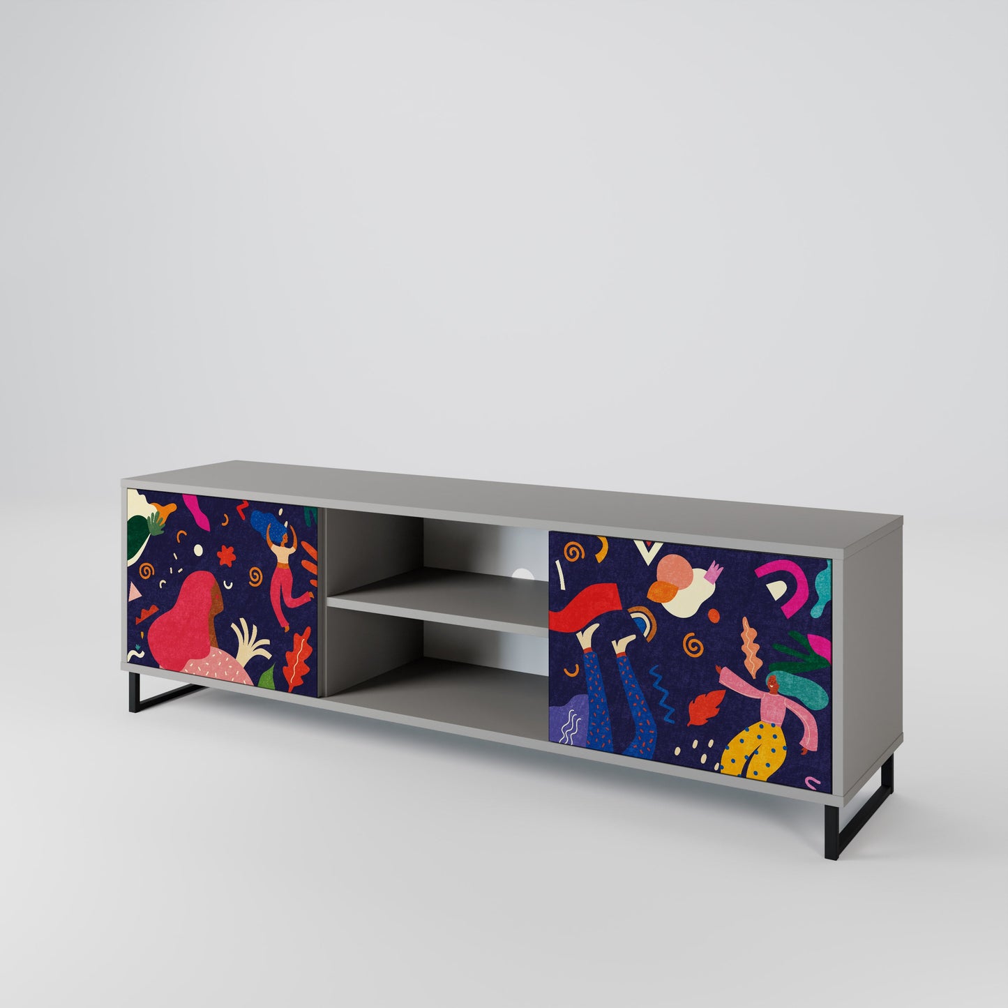 FESTIVE PLEASURES 2-Door TV Stand in Grey Finish