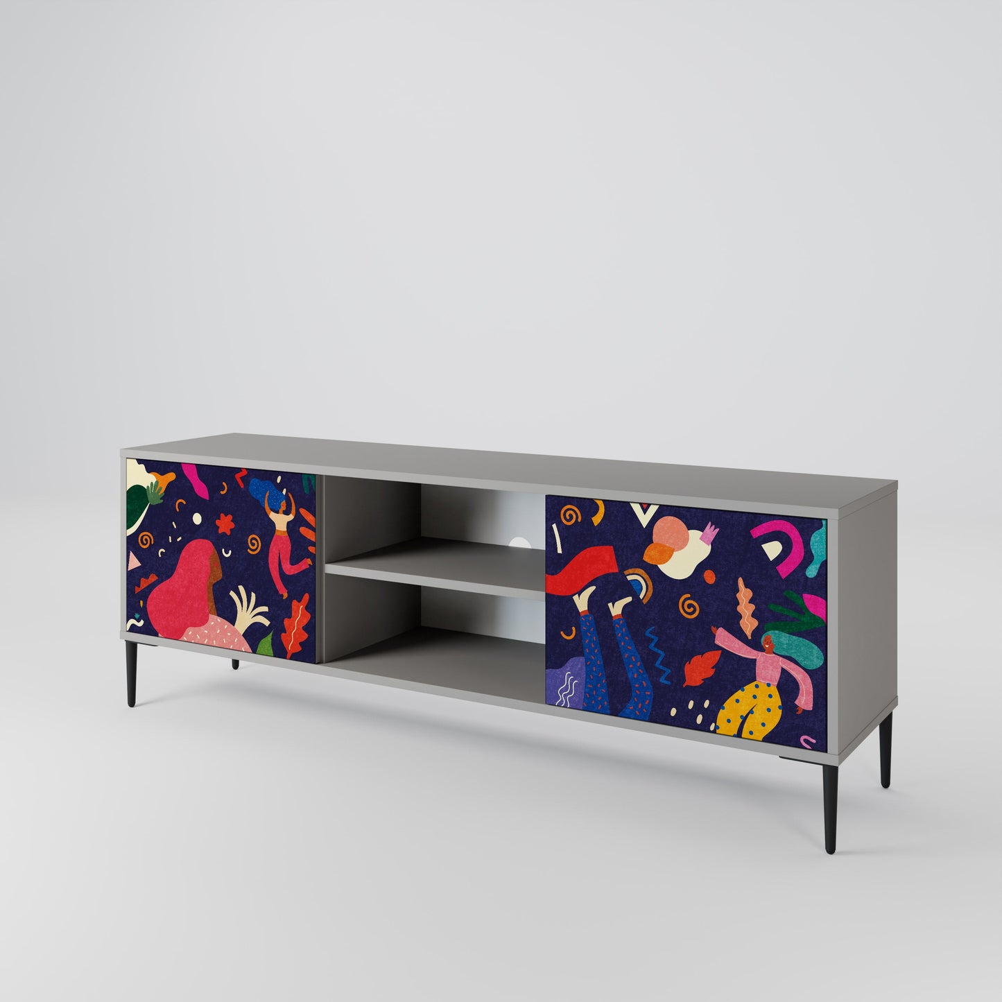 FESTIVE PLEASURES 2-Door TV Stand in Grey Finish