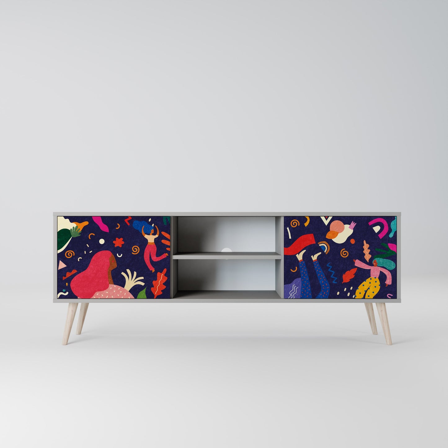 FESTIVE PLEASURES 2-Door TV Stand in Grey Finish