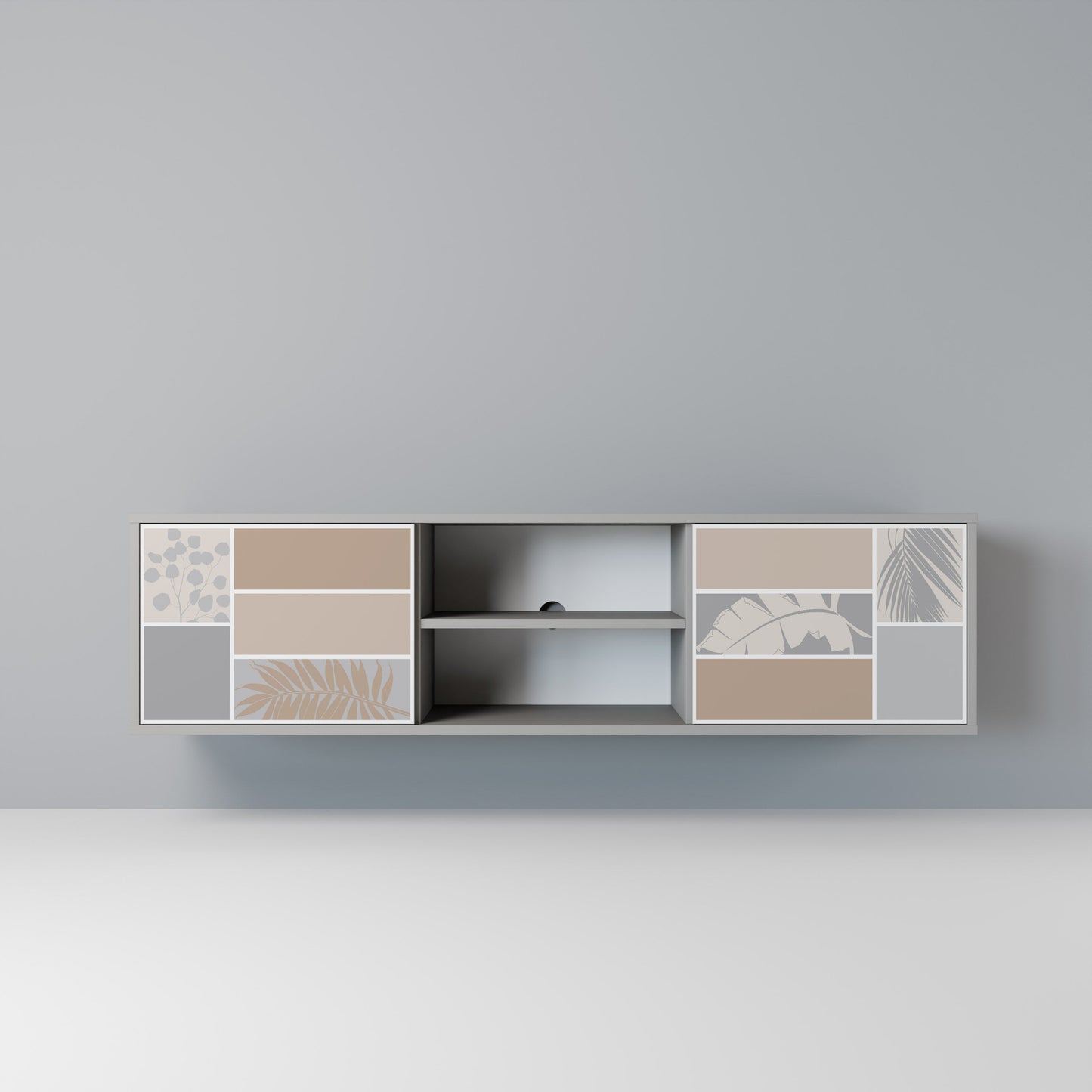 TROPICAL SHAPES 2-Door TV Stand in Grey Finish