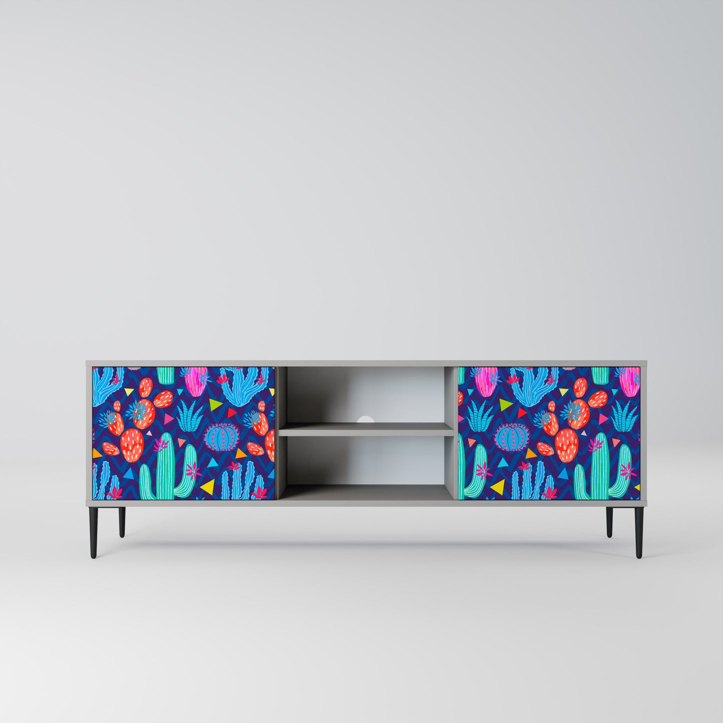CACTUS VIBES 2-Door TV Stand in Grey Finish