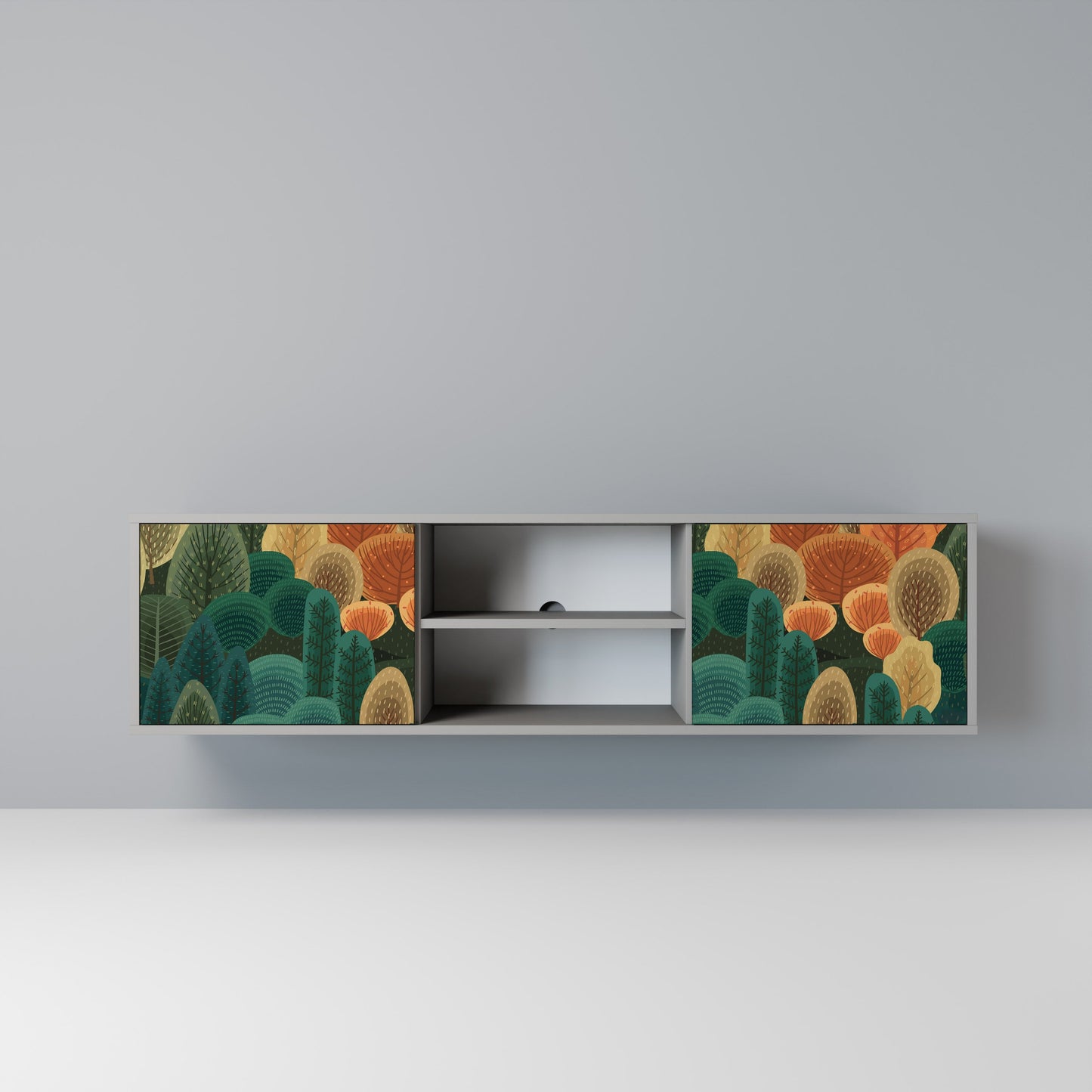 AUTUMN KALEIDOSCOPE 2-Door TV Stand in Grey Finish