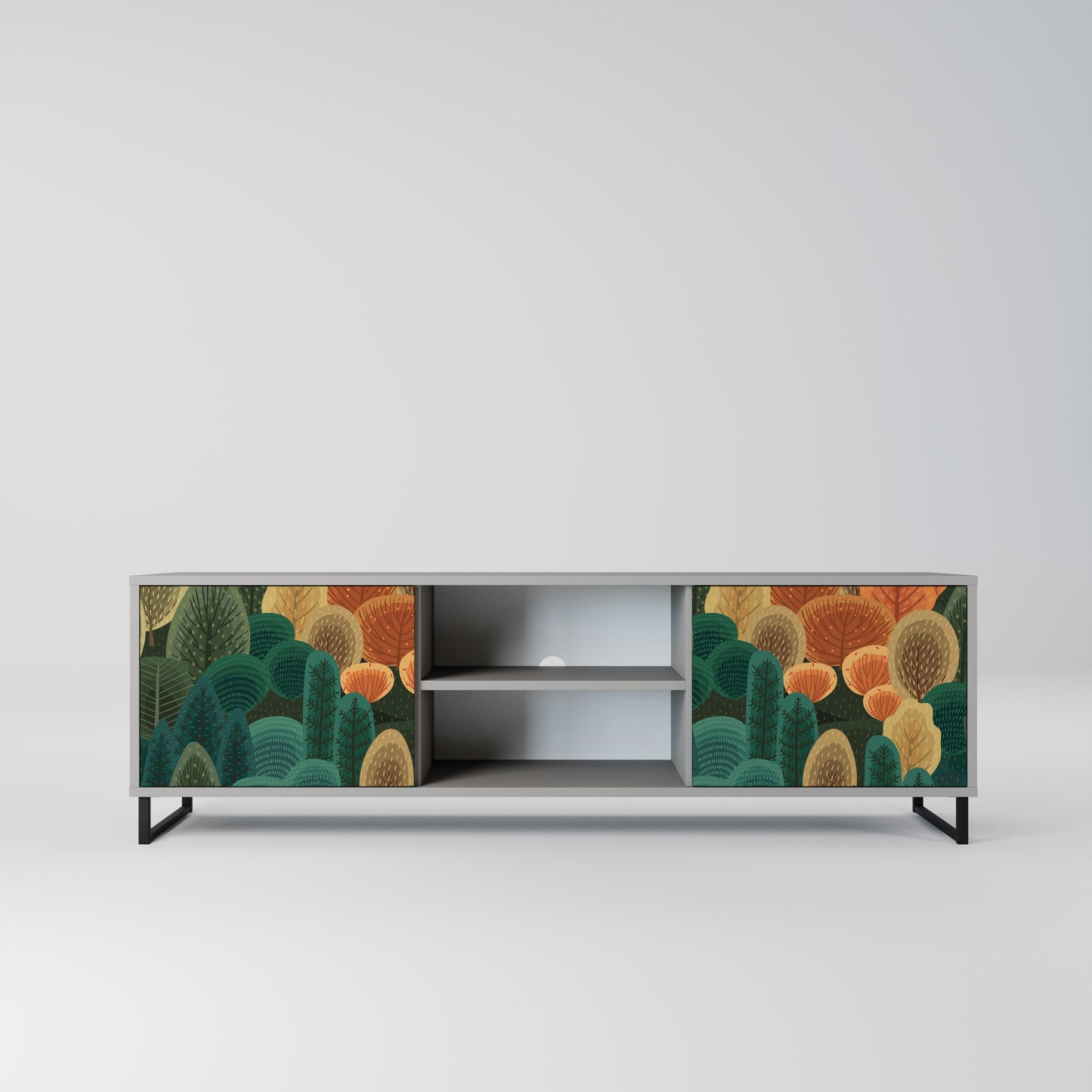 AUTUMN KALEIDOSCOPE 2-Door TV Stand in Grey Finish