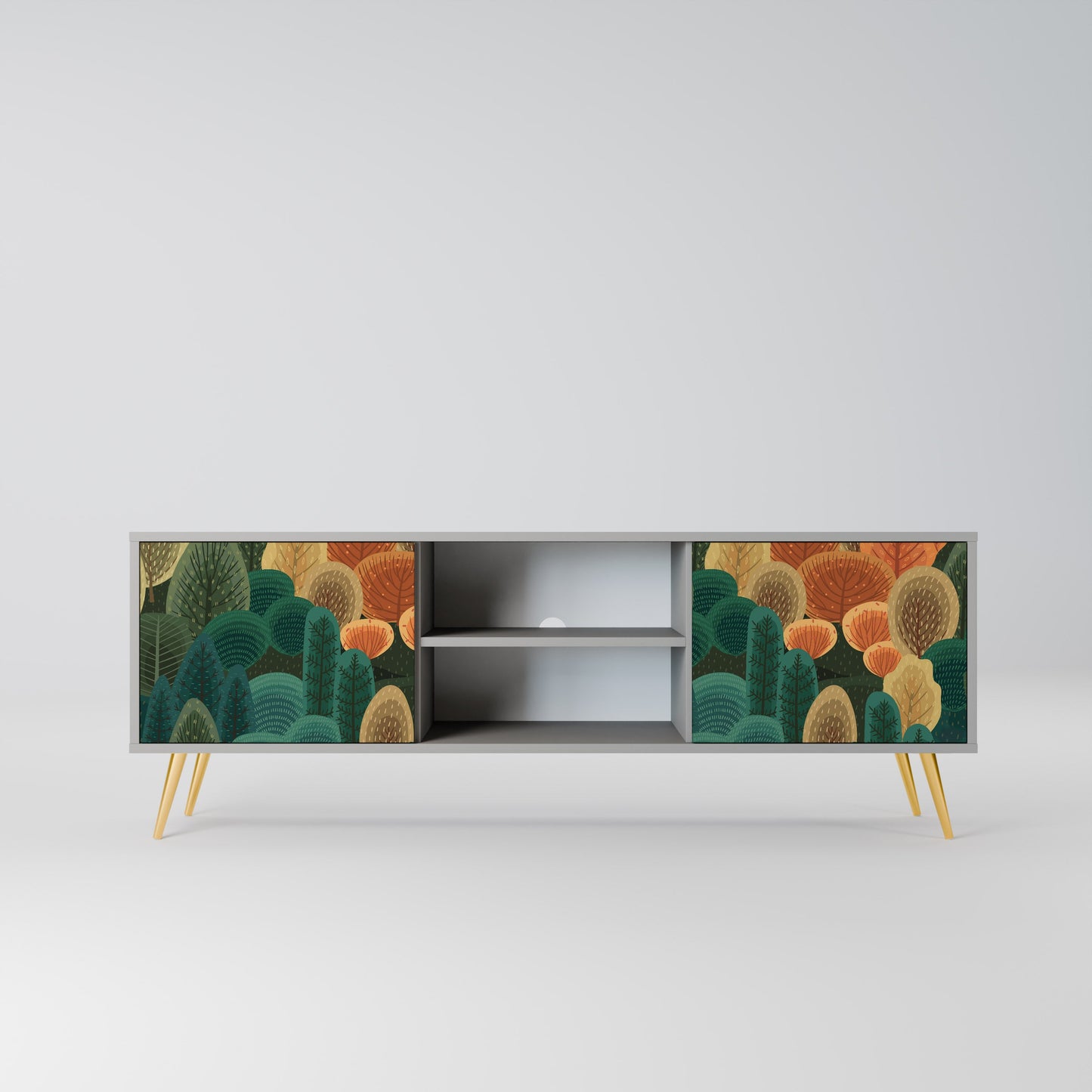 AUTUMN KALEIDOSCOPE 2-Door TV Stand in Grey Finish