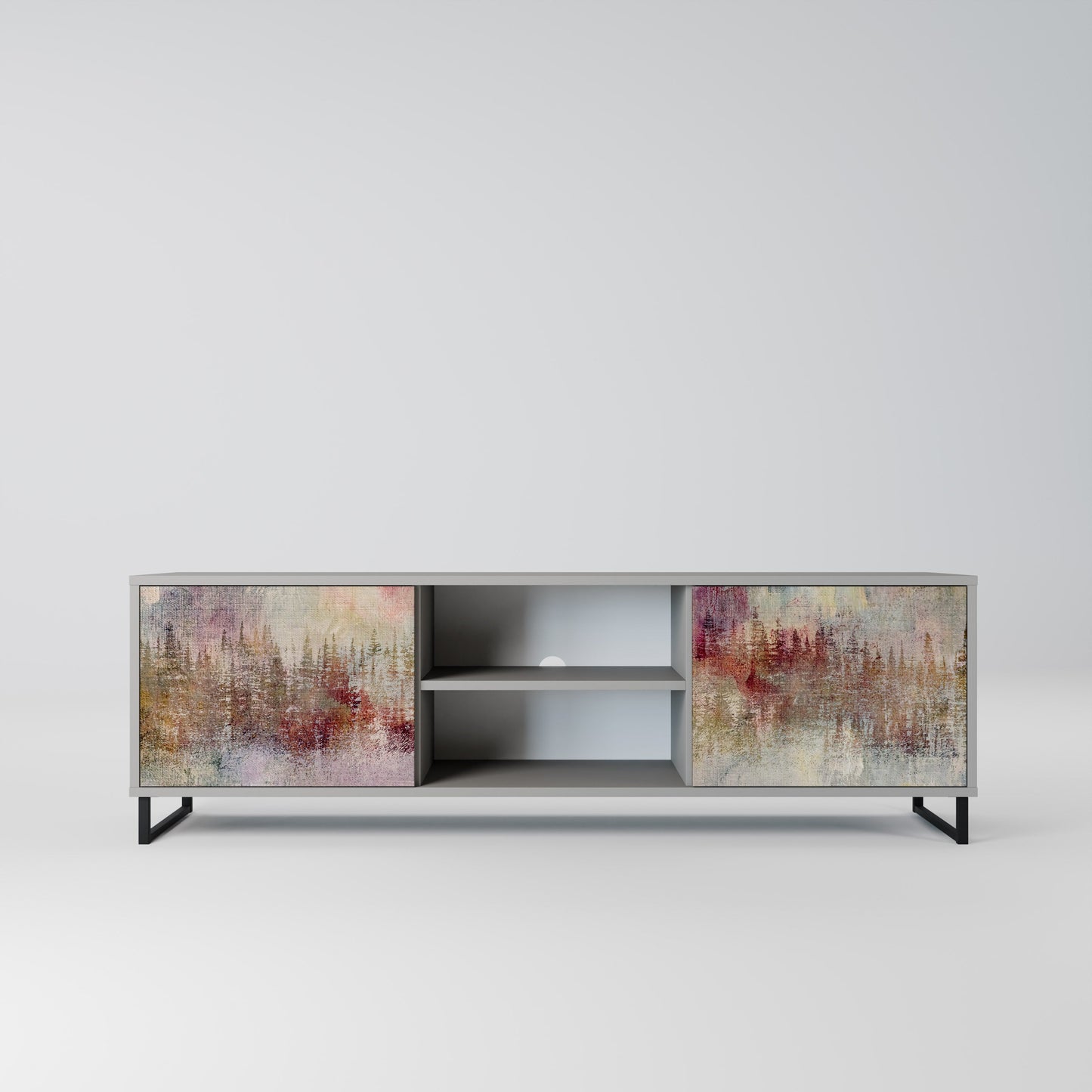 VEILED SUMMIT 2-Door TV Stand in Grey Finish