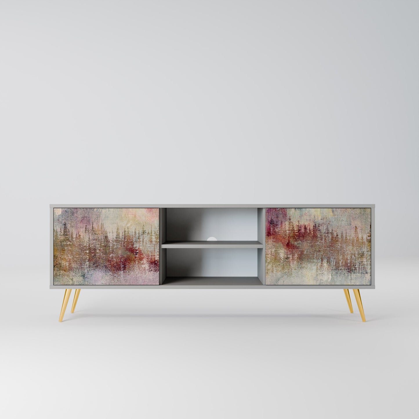 VEILED SUMMIT 2-Door TV Stand in Grey Finish