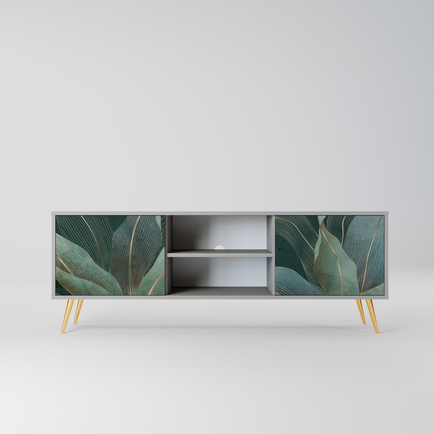ROYAL GREEN 2-Door TV Stand in Grey Finish