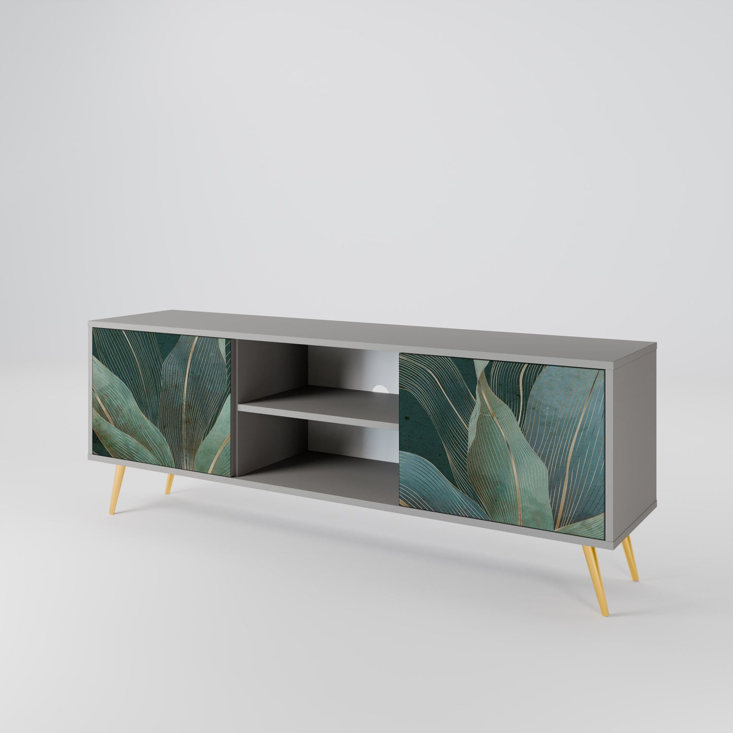 ROYAL GREEN 2-Door TV Stand in Grey Finish