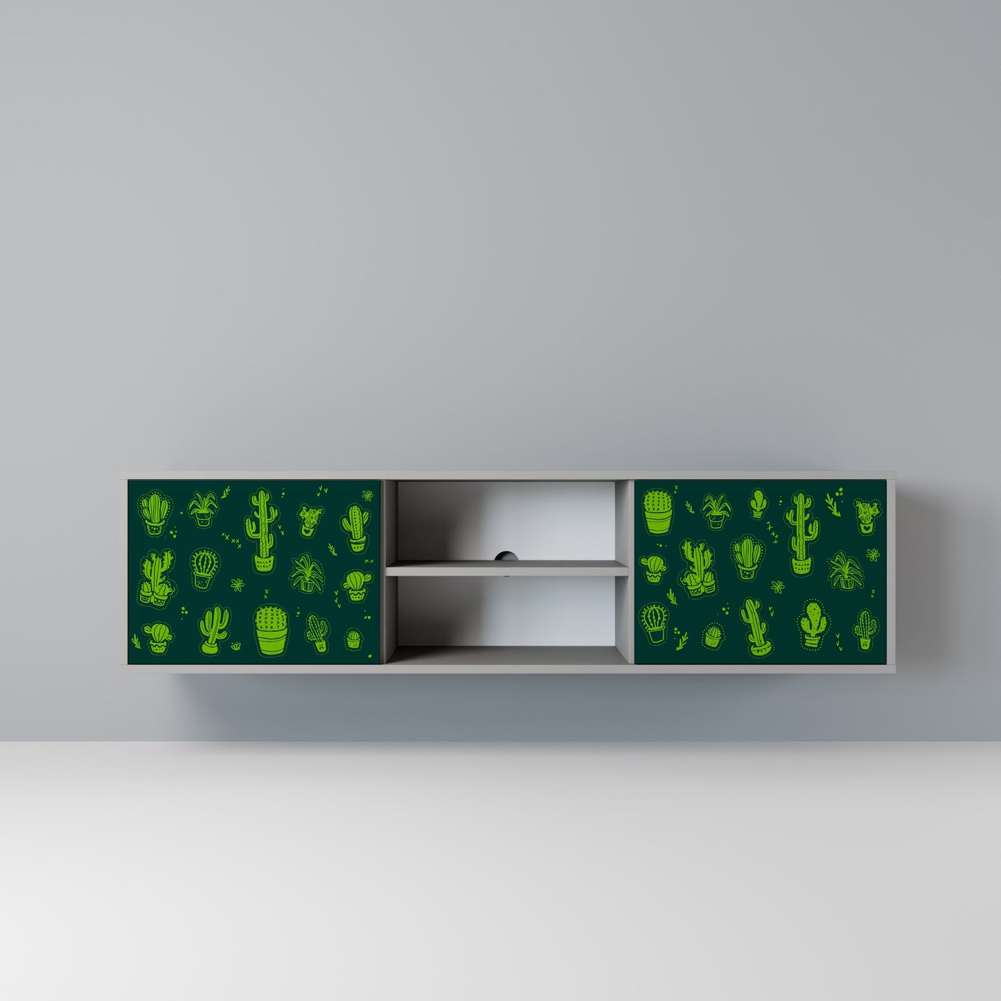 DESERT GREEN 2-Door TV Stand in Grey Finish