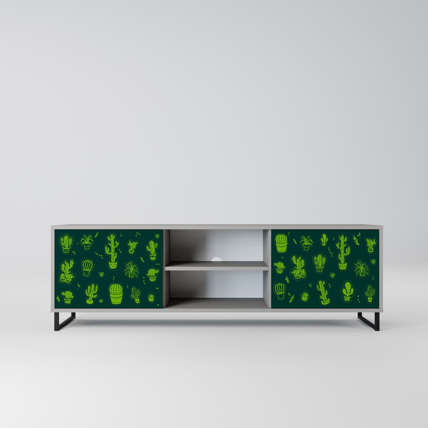 DESERT GREEN 2-Door TV Stand in Grey Finish