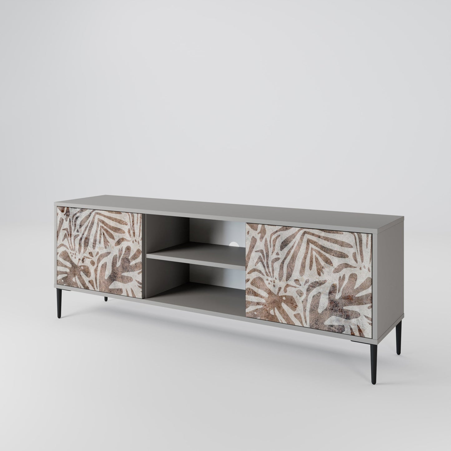 PASSING TIME 2-Door TV Stand in Grey Finish