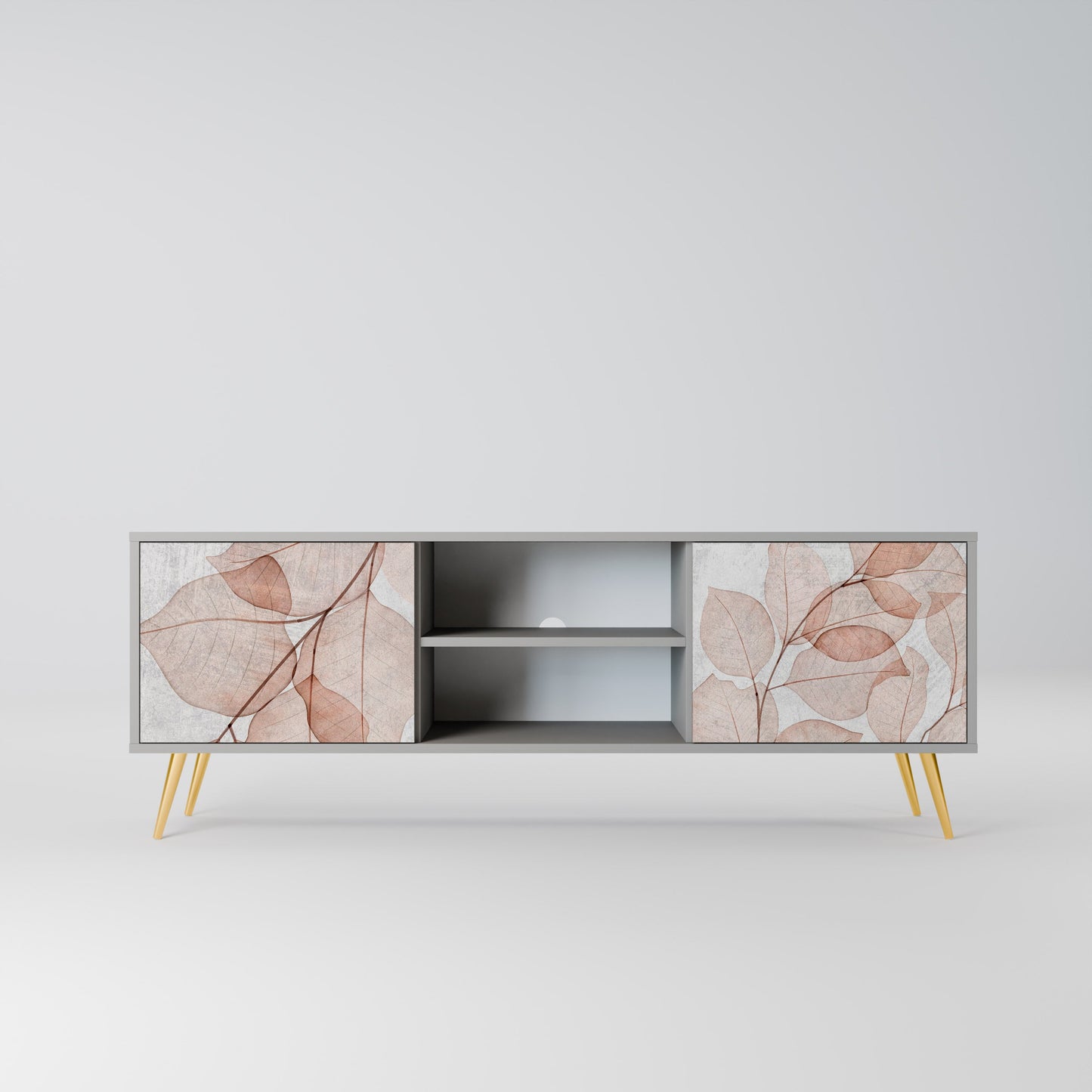 AUTUMN FRAGILITY 2-Door TV Stand in Grey Finish