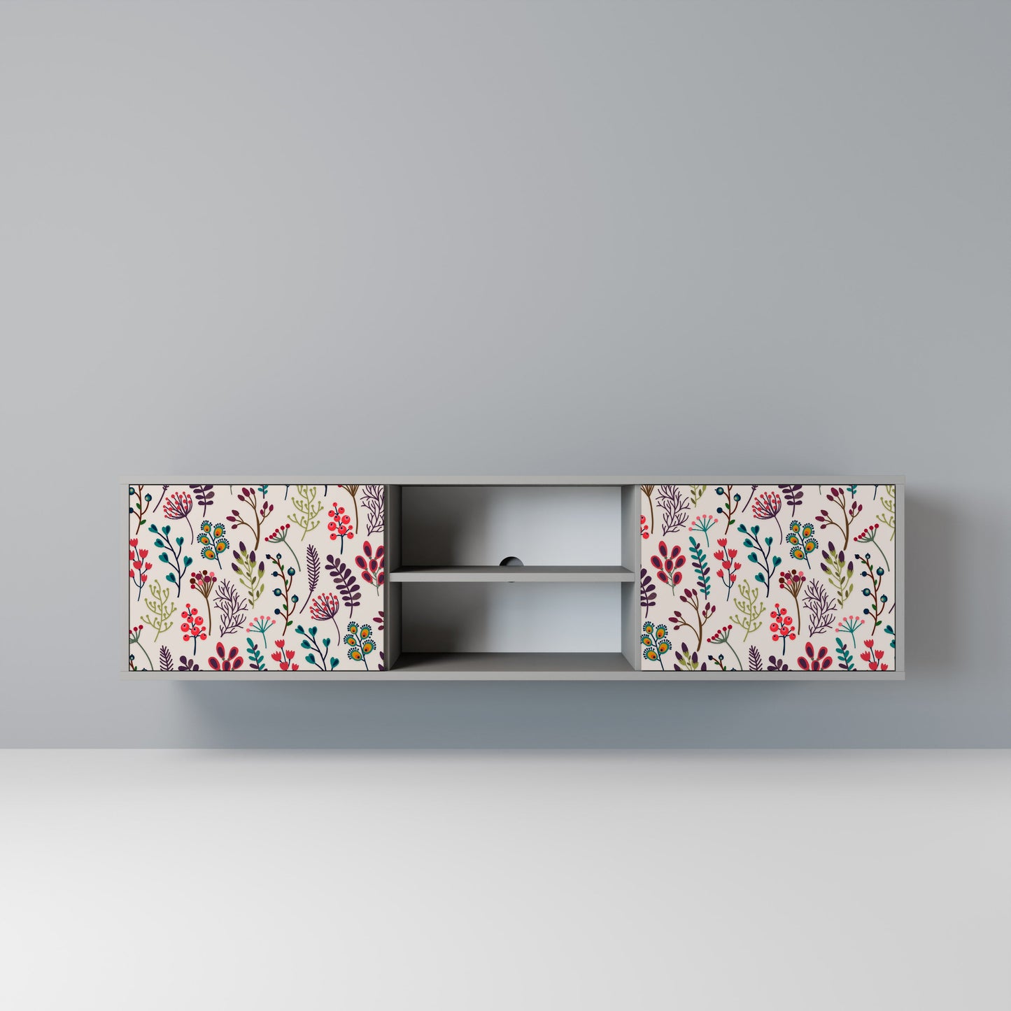 AUTUMN SUNDRIES 2-Door TV Stand in Grey Finish